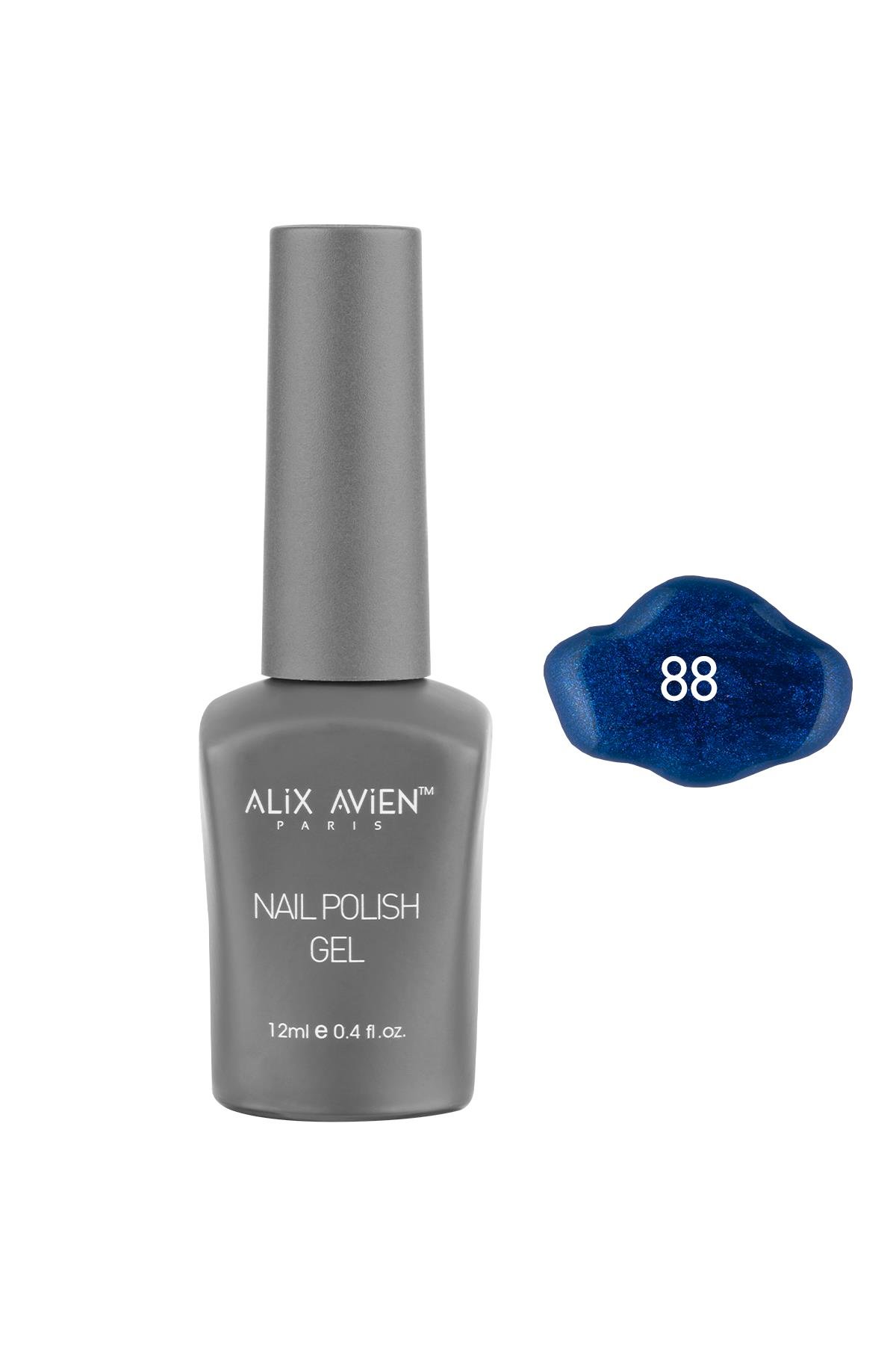 Işıltılı Lacivert Kalıcı Oje 88-Yoğun Renk Veren Jel Oje 12 ml-Nail UV Gel Polish 88