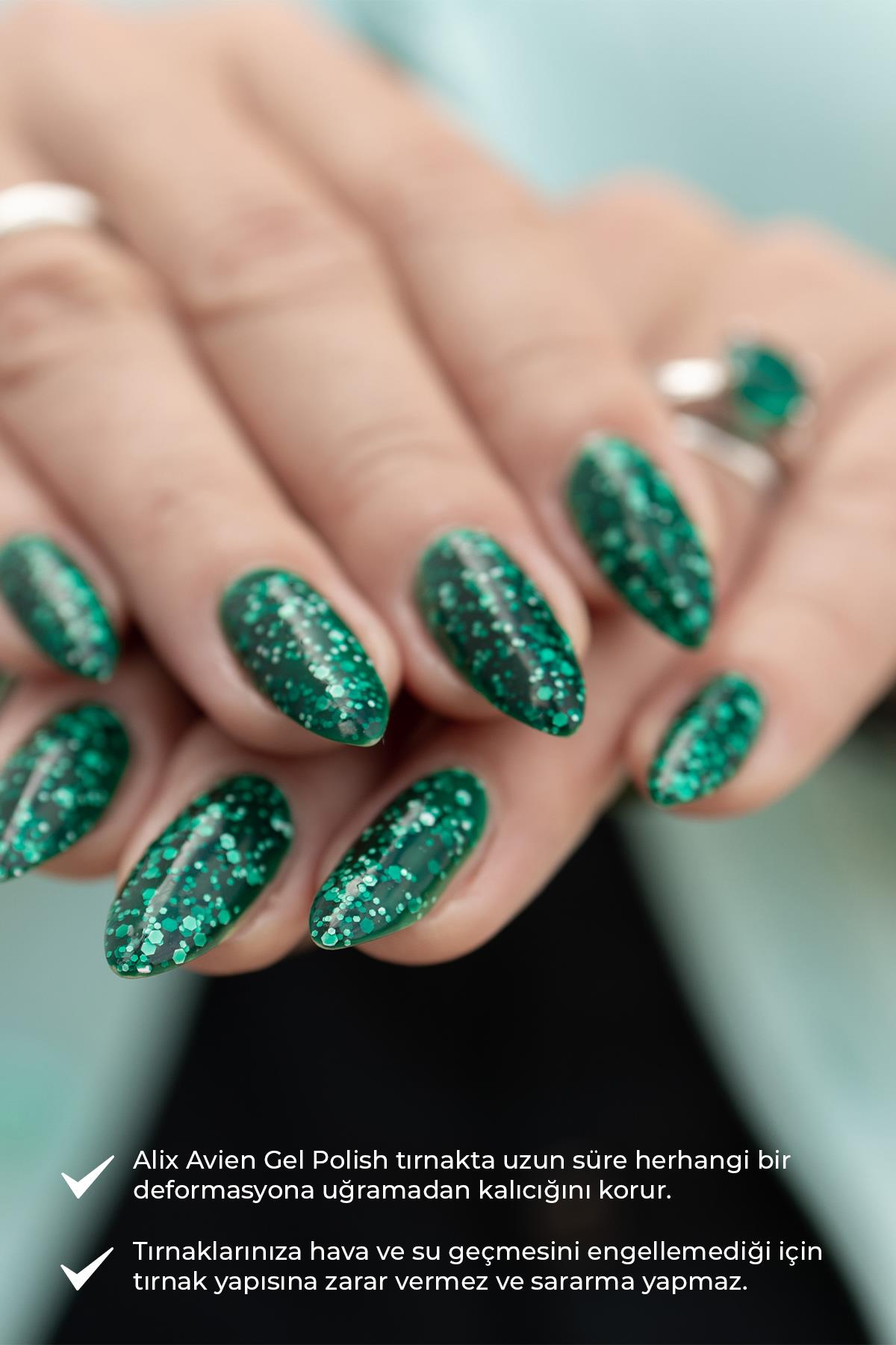 Işıltılı Yeni Yıl Yeşili Kalıcı Oje 89-Yoğun Renk Veren Jel Oje 12 ml-Nail UV Gel Polish 89