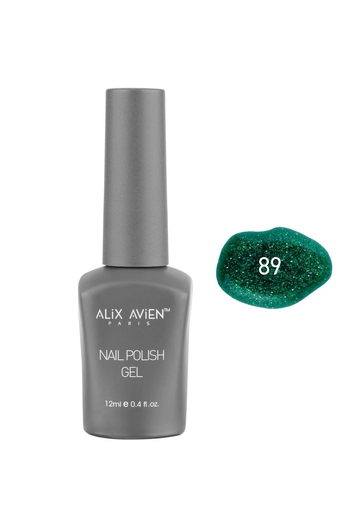 Işıltılı Yeni Yıl Yeşili Kalıcı Oje 89-Yoğun Renk Veren Jel Oje 12 ml-Nail UV Gel Polish 89