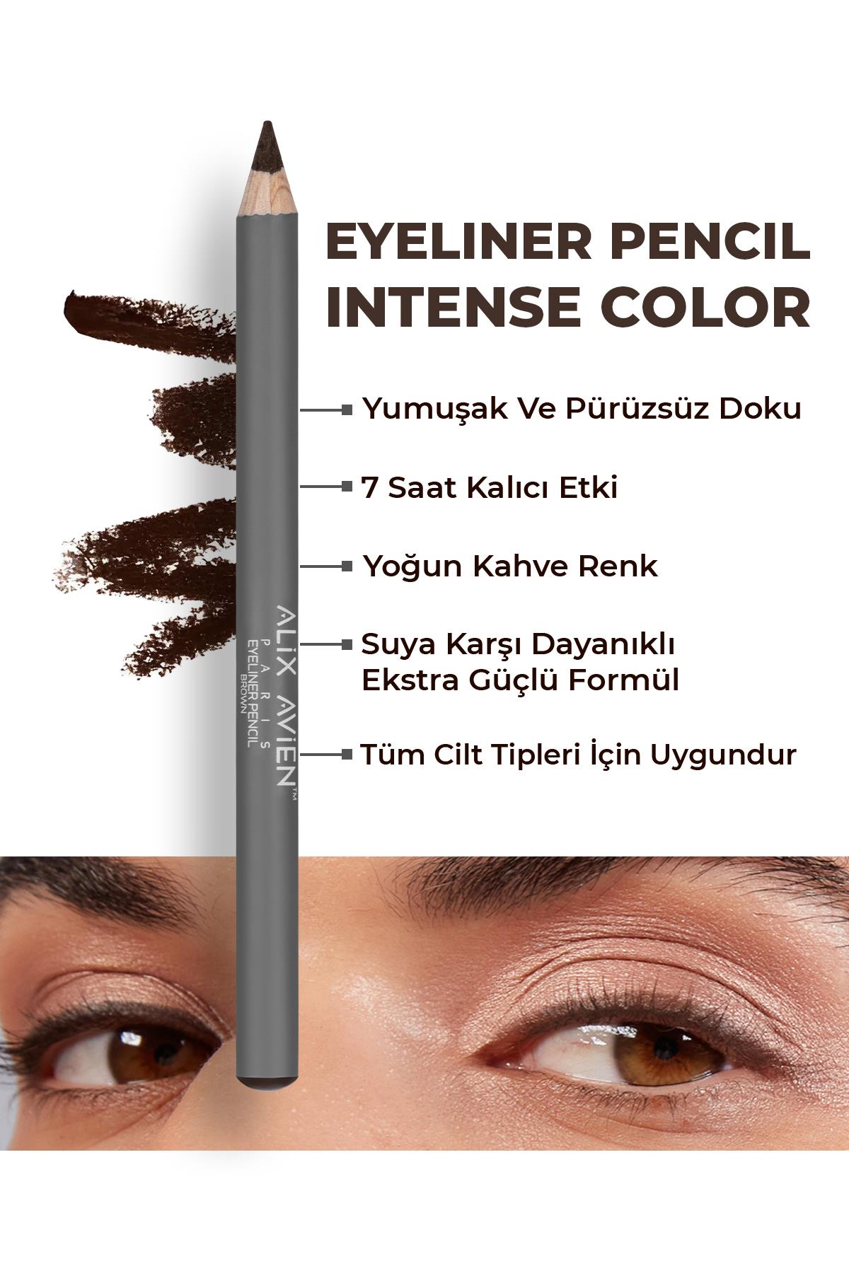 Kahverengi Göz Kalemi - Yoğun Renk - Kremsi Yapı - 7 Saat Kalıcı Etki - Eyeliner Pencil Brown