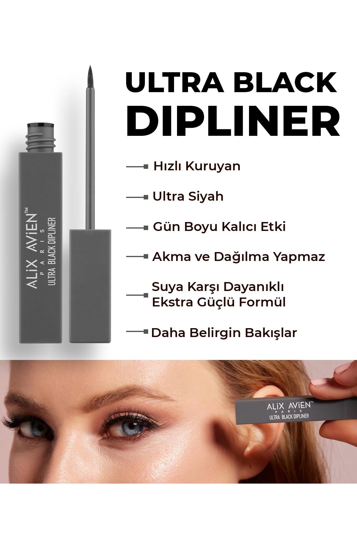 Keçe Uçlu Ultra Siyah Likit Eyeliner - Suya Dirençli & Ekstra Siyah - Ultra Black Dipliner