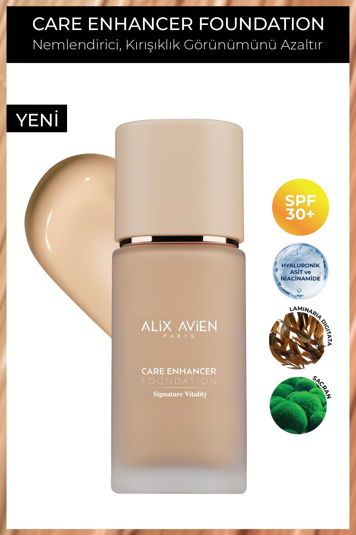Kırışıklık Karşıtı Nemlendirici SPF30 Parlak Bitişli Fondöten - Care Enhancer 805 Ivory