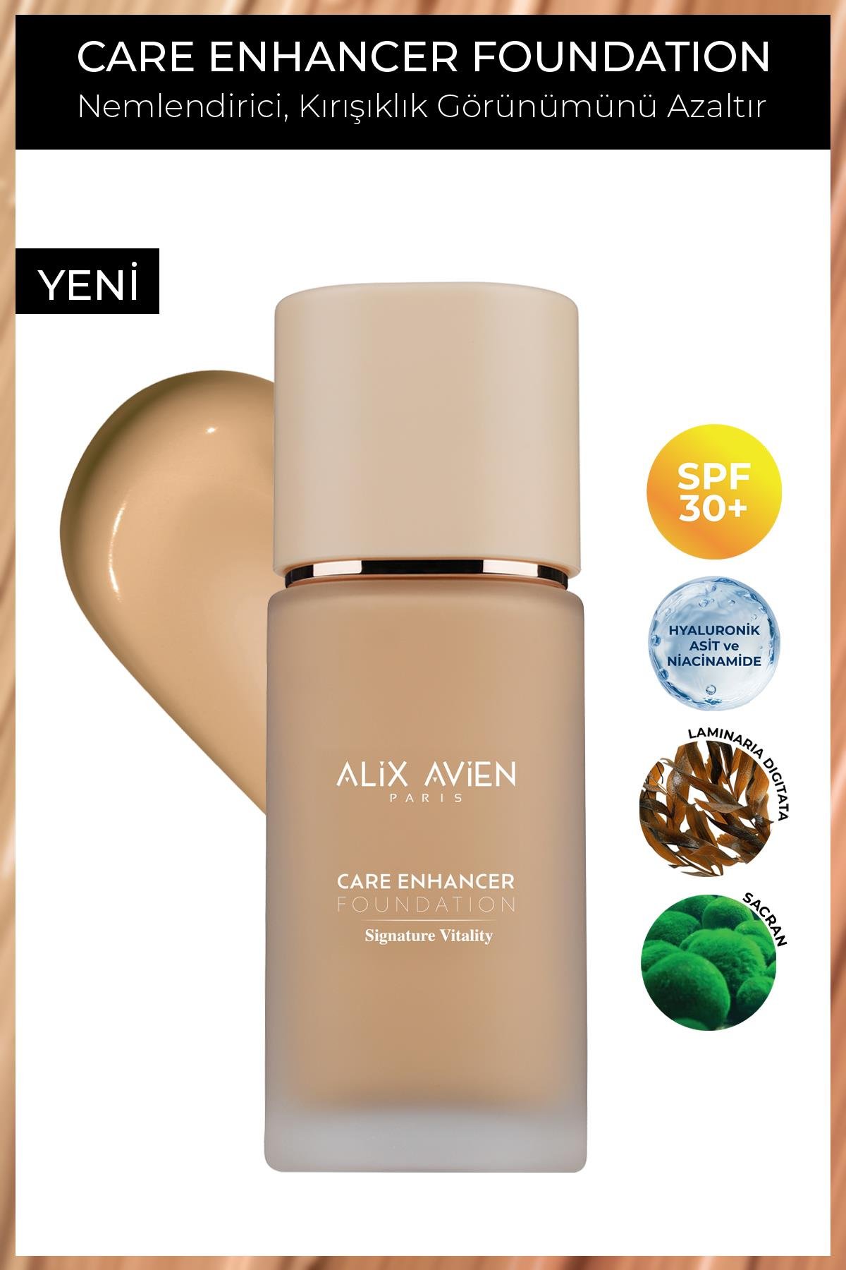 Kırışıklık Karşıtı Nemlendirici SPF30 Parlak Bitişli Fondöten - Care Enhancer 813 Pale Amber