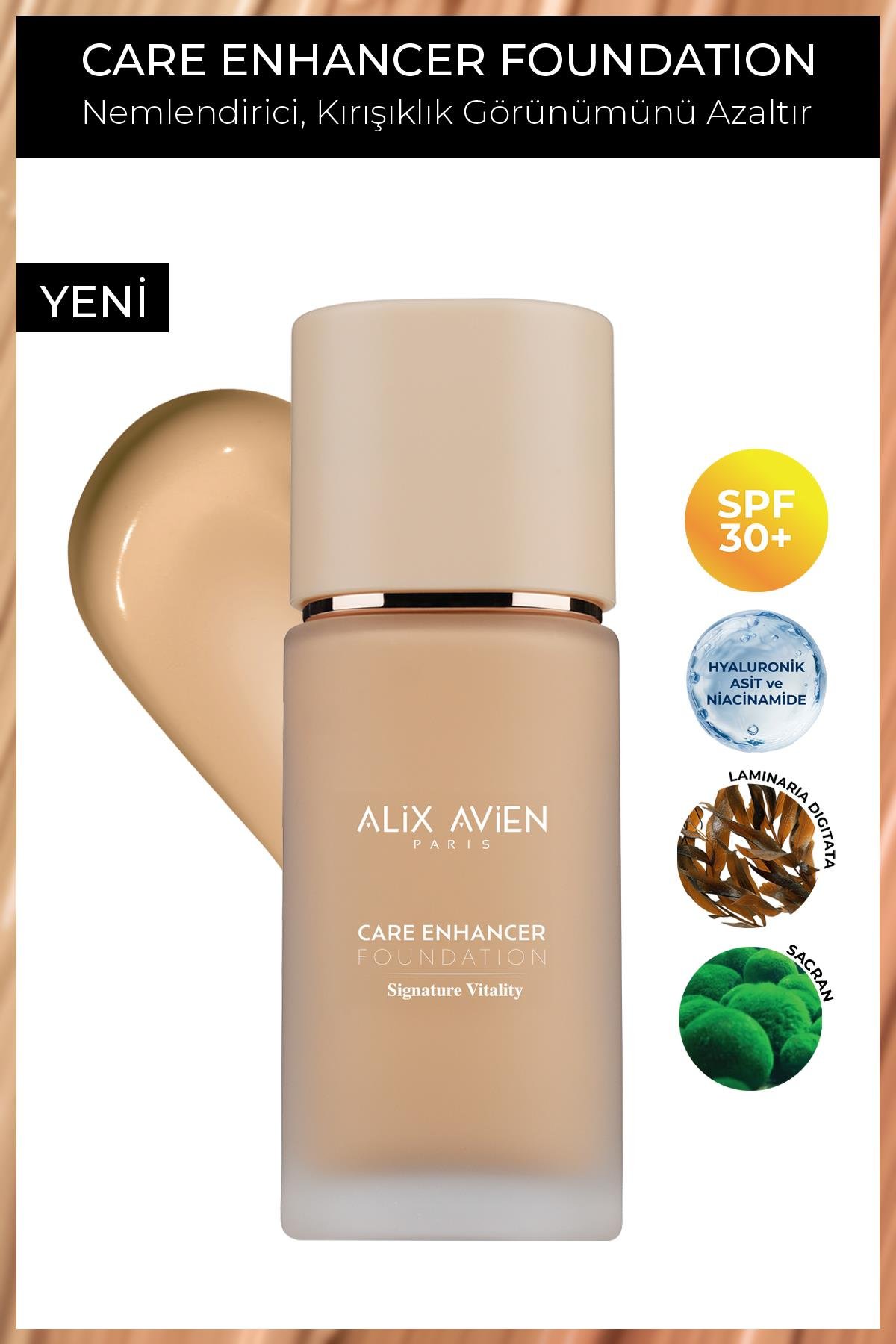 Kırışıklık Karşıtı Nemlendirici SPF30 Parlak Bitişli Fondöten - Care Enhancer 812 Soft Peach