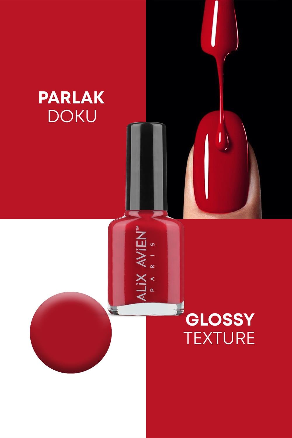 Kırmızı Oje 16  - Uzun Süreli Kalıcılık Hızlı Kuruma - Nail Lacquer 16
