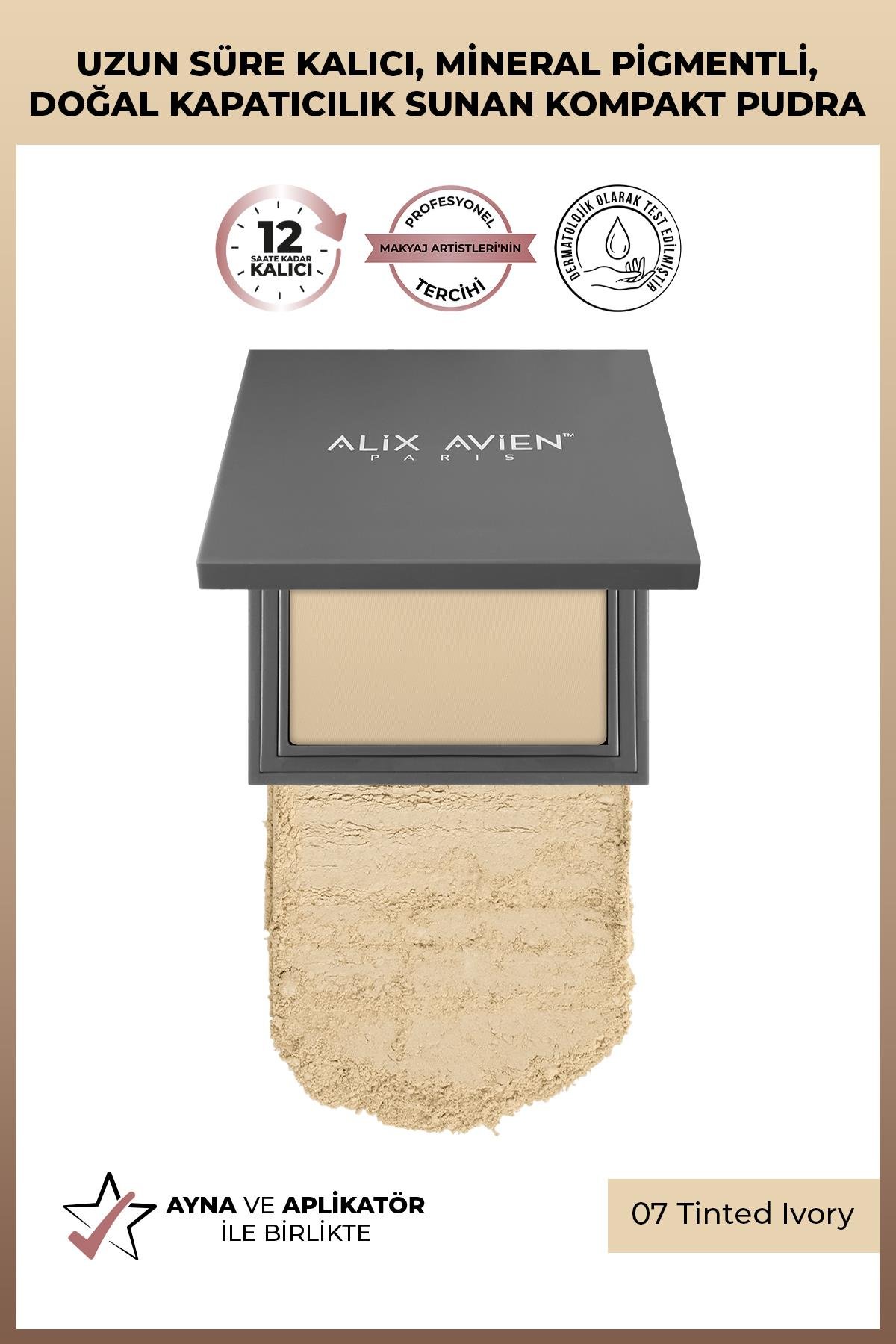 Kompakt Pudra - 12 Saate Kadar Kalıcılık - Nötr Cilt Alt Tonu - Compact Powder 07 Tinted Ivory