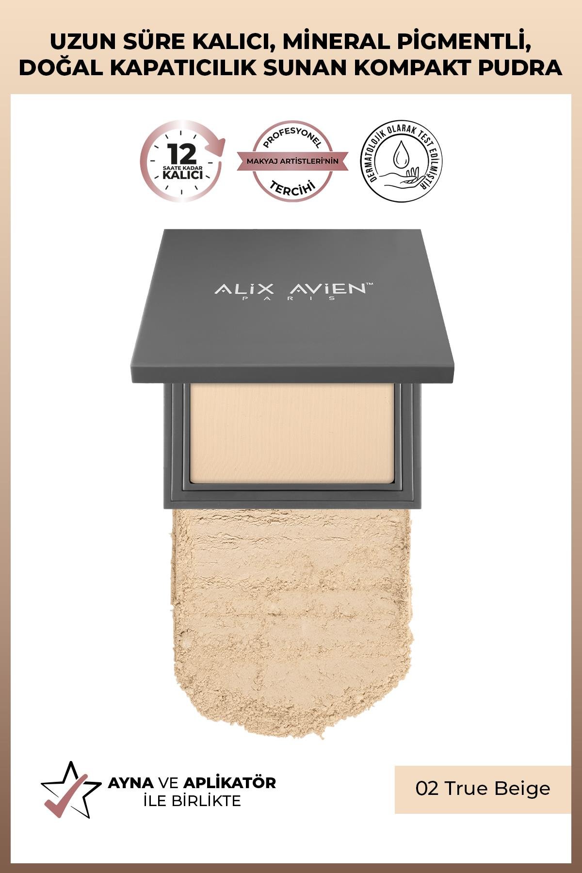 Kompakt Pudra - 12 Saate Kadar Kalıcılık - Soğuk Cilt Alt Tonu - Compact Powder 02 True Beige