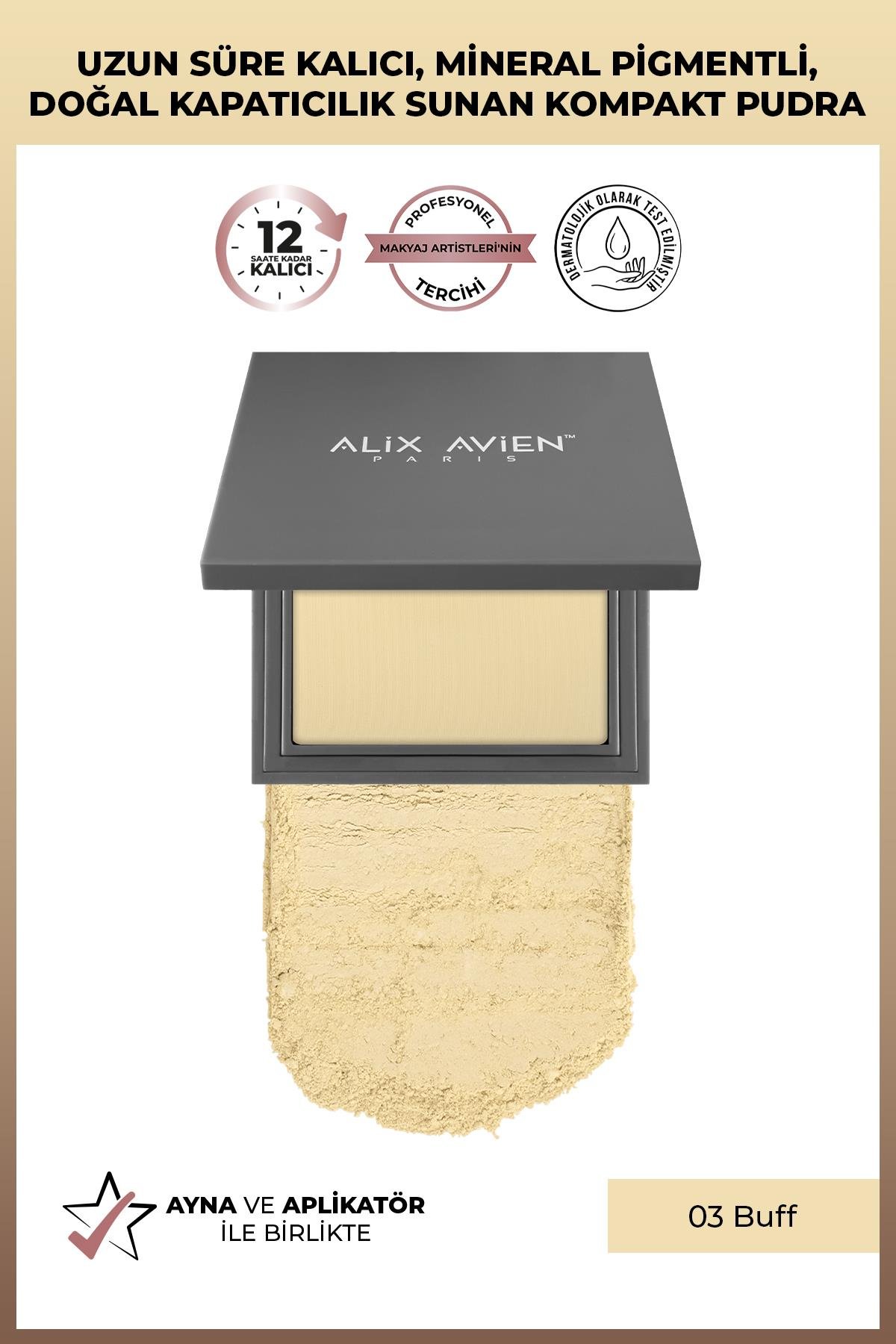 Kompakt Pudra - 12 Saate Kadar Kalıcılık - Sıcak Cilt Alt Tonu - Compact Powder 03 Buff