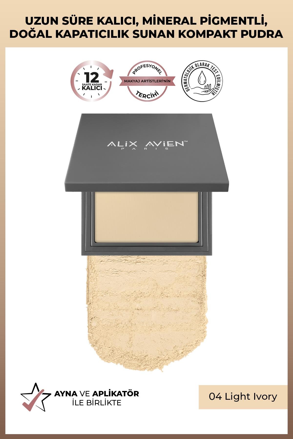 Kompakt Pudra - 12 Saate Kadar Kalıcılık - Nötr Cilt Alt Tonu - Compact Powder 04 Light Ivory