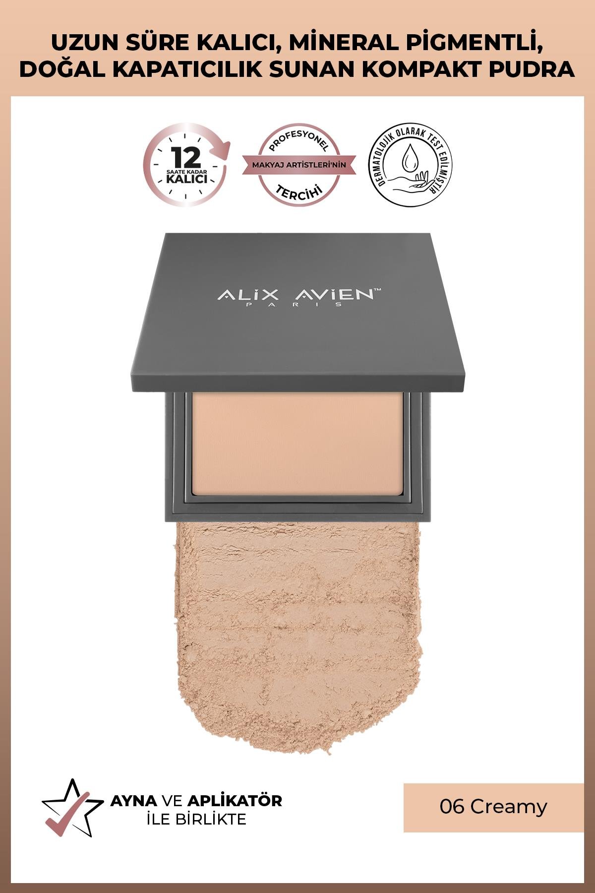 Kompakt Pudra - 12 Saate Kadar Kalıcılık - Soğuk-Nötr Cilt Alt Tonu - Compact Powder 06 Creamy