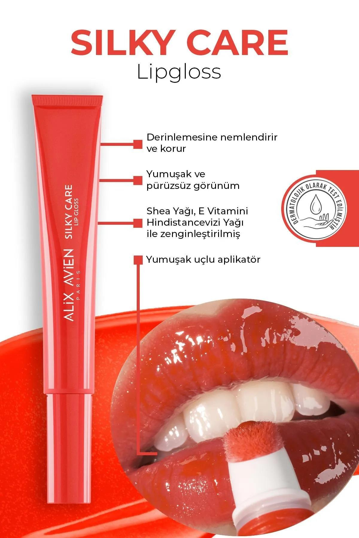Koruyucu, Dolgunlaştırıcı, Nemlendirici Kırmızı Dudak Parlatıcısı - Silky Care Kılıf ve Lipgloss Set
