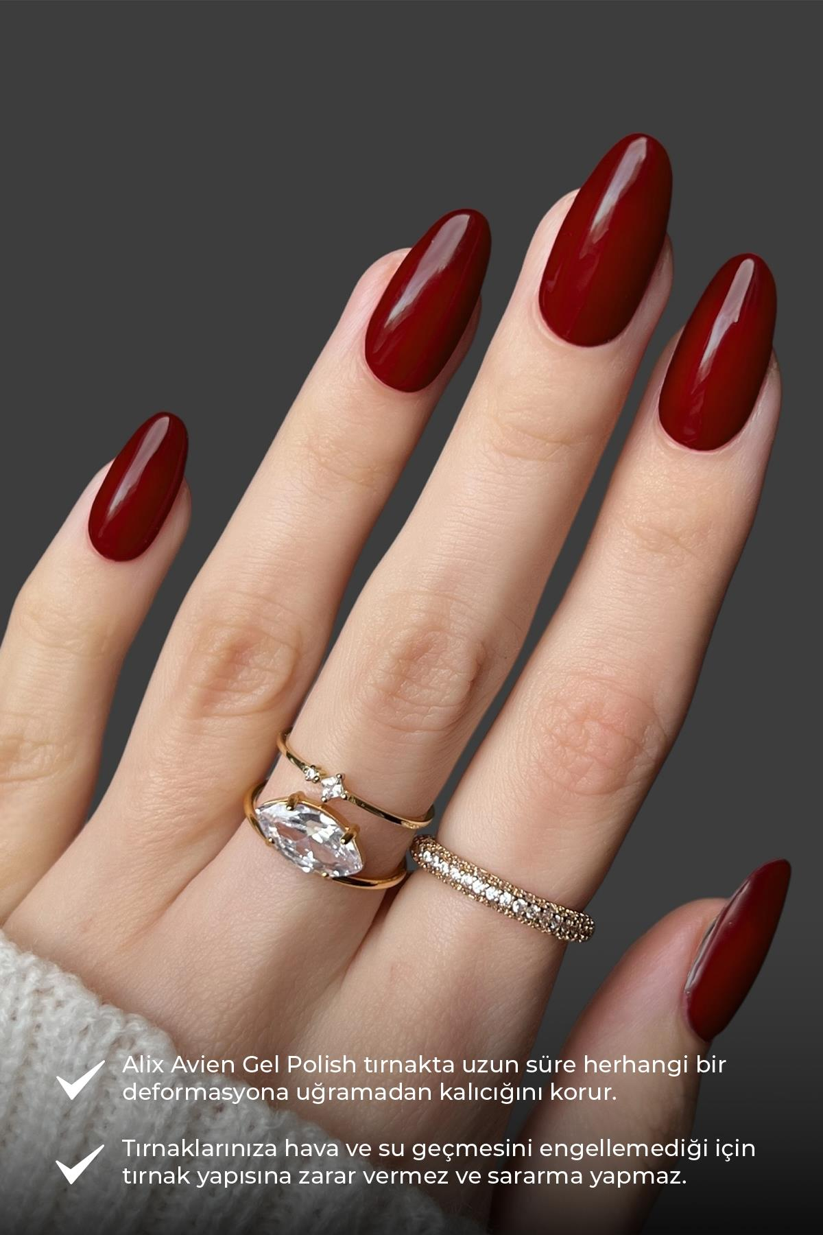 Koyu Kırmızı Kalıcı Oje 100-Yoğun Renk Veren Jel Oje 12 ml-Nail UV Gel Polish 100