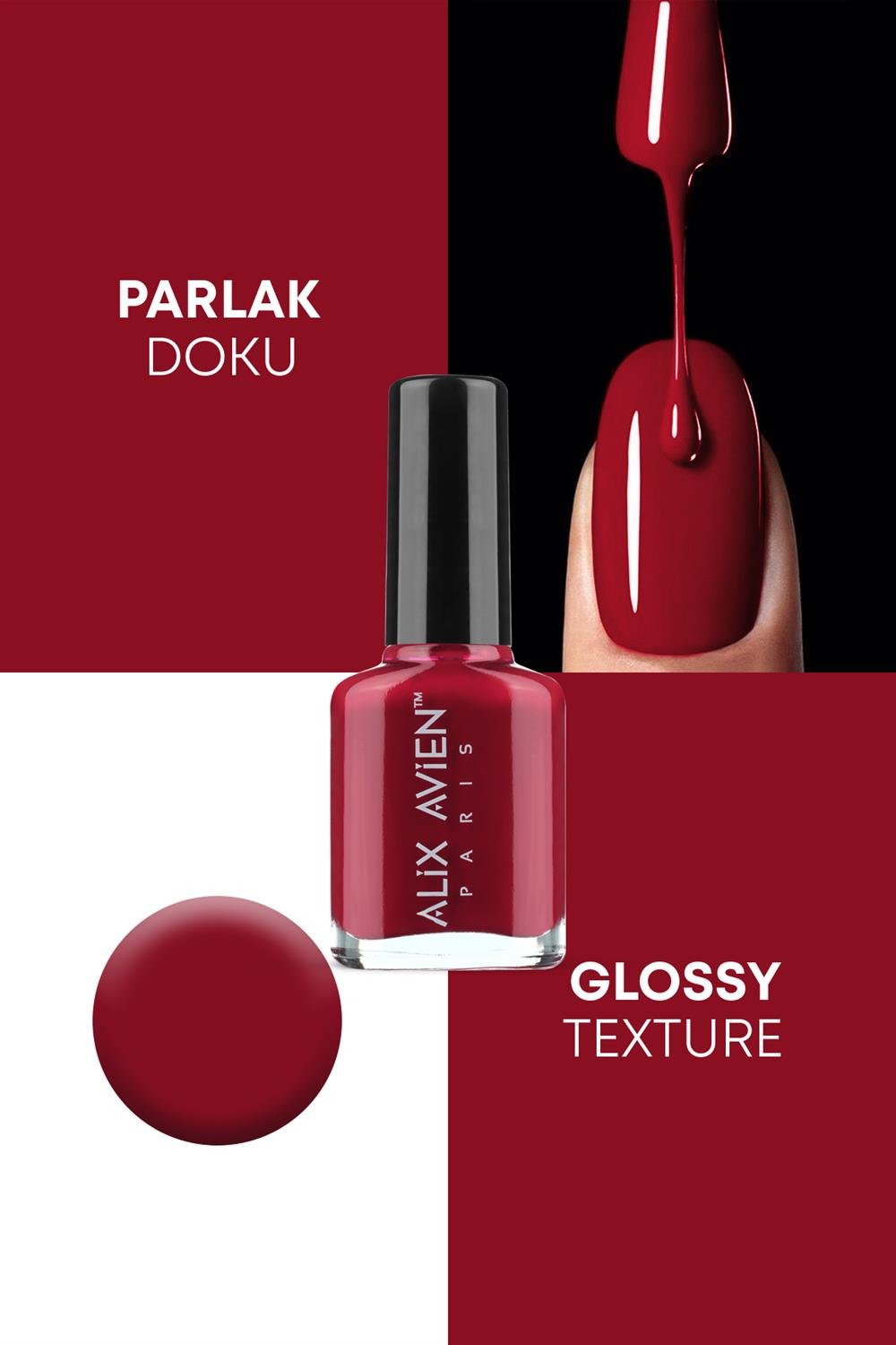 Koyu Kırmızı Oje 58 - Uzun Süreli Kalıcılık Hızlı Kuruma - Nail Lacquer 58
