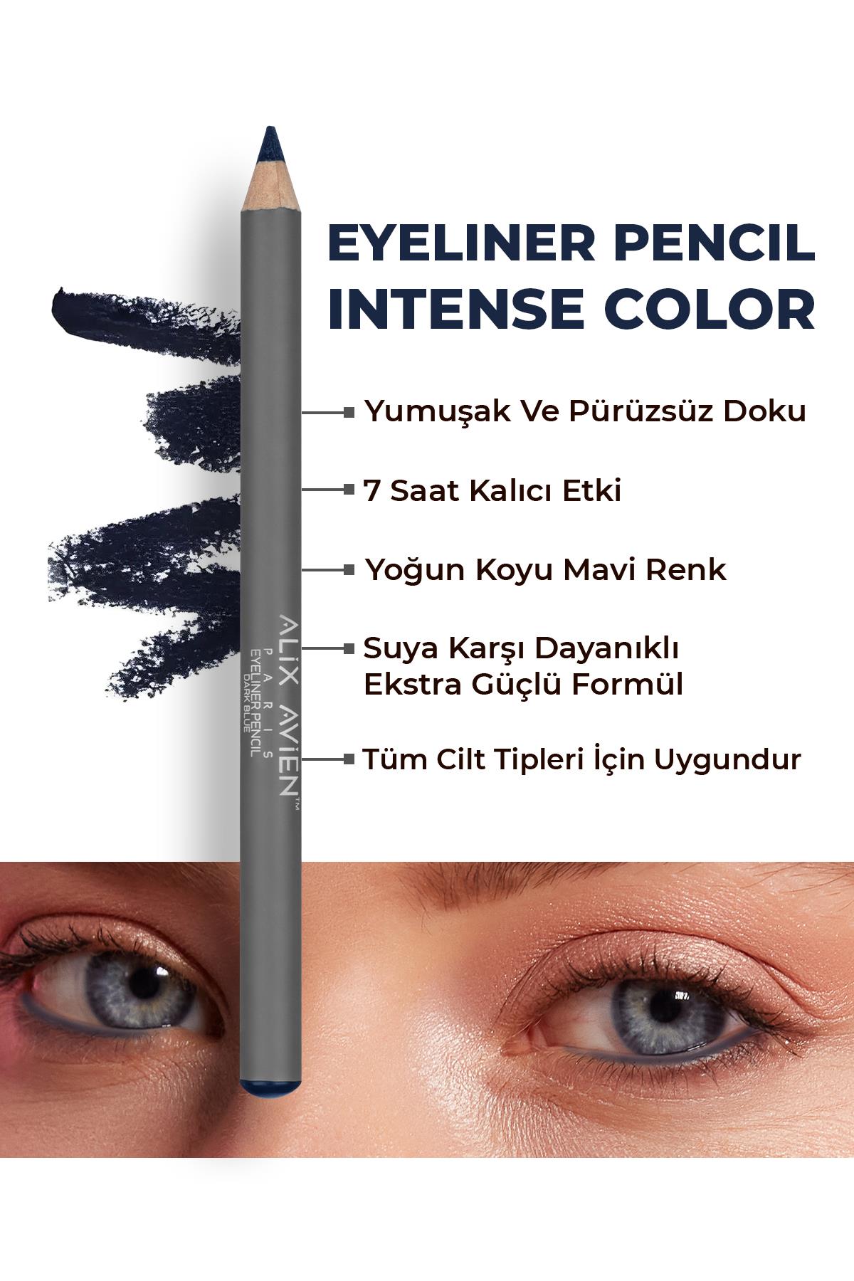 Lacivert Göz Kalemi - Yoğun Renk-Kremsi Yapı - 7 Saat Kalıcı Etki - Eyeliner Pencil Dark Blue