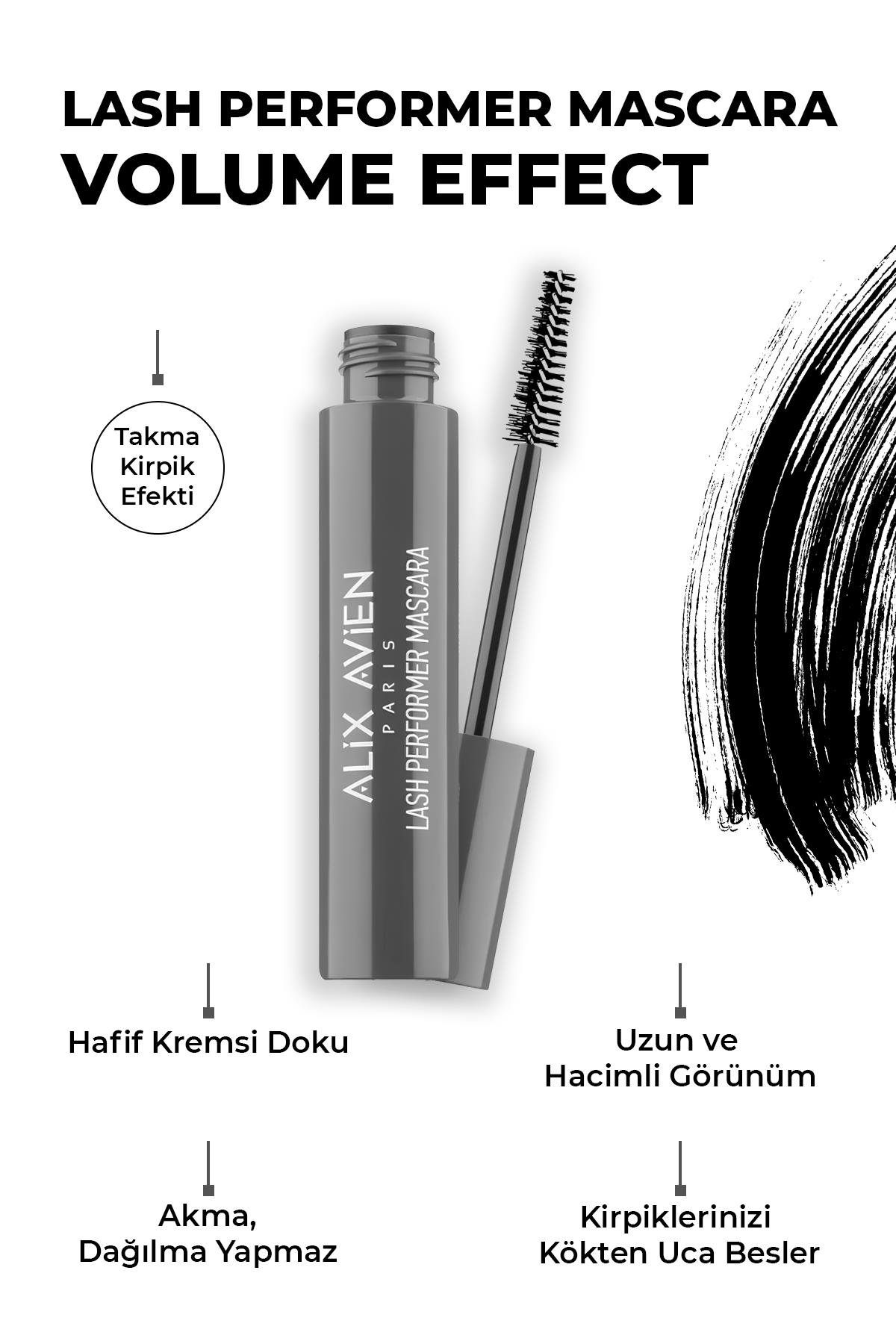 Lash Performer Mascara-Takma Kirpik Efekti-Kısa Kirpiklere Ulaşan Fırça Tasarımı-Hacimli Uzun Kirpik
