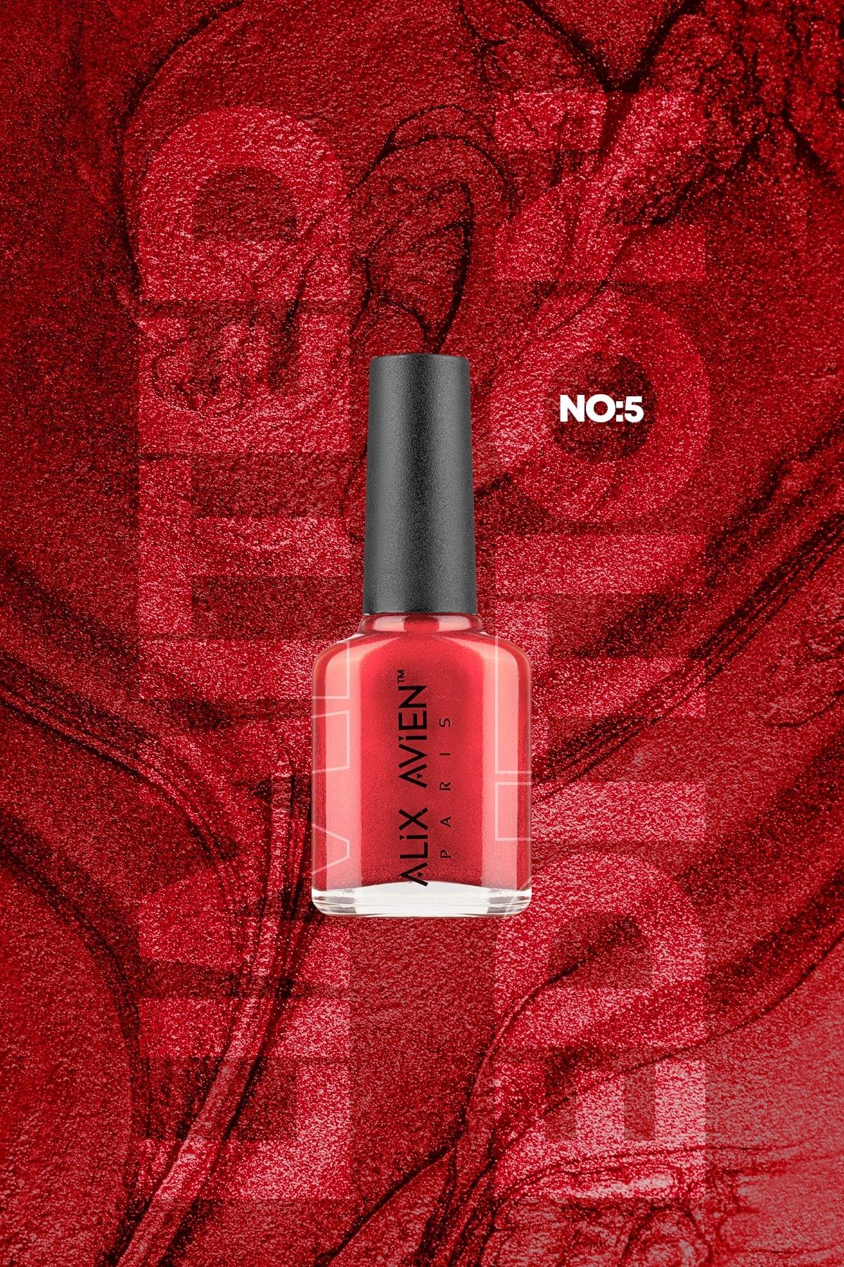 Limited Edition Işıltılı Kırmızı Oje - Pigmentli Uzun Süreli Kalıcı Hızlı Kuruma-Nail Lacquer No:5