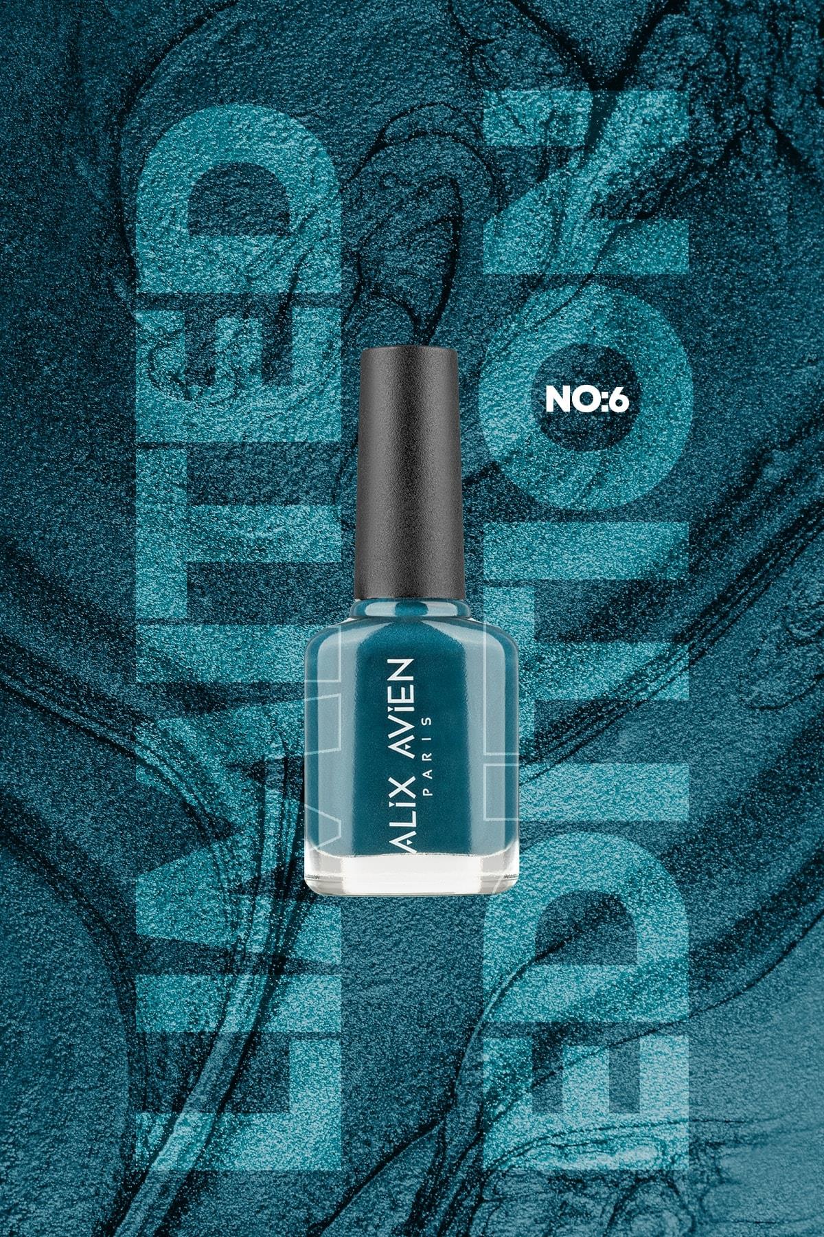 Limited Edition Işıltılı Petrol Mavi Oje-Yüksek Pigmentli Kalıcılık Hızlı Kuruma-Nail Lacquer No:6