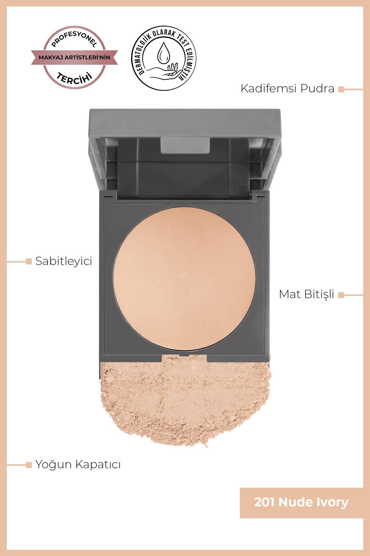 Mat Bitişli Sabitleyici Yoğun Kapatıcı Pudra - Baked Powder 201 Nude Ivory