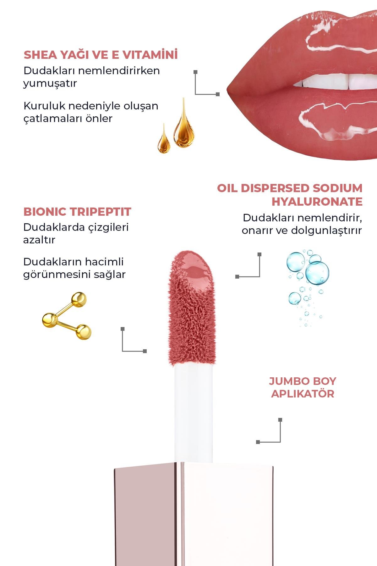 Maxivolumizer Lipgloss 212 - Glazed Peach -  Kalıcı ve Nemlendirici Ruj - Dolgunlaştırıcı Etki