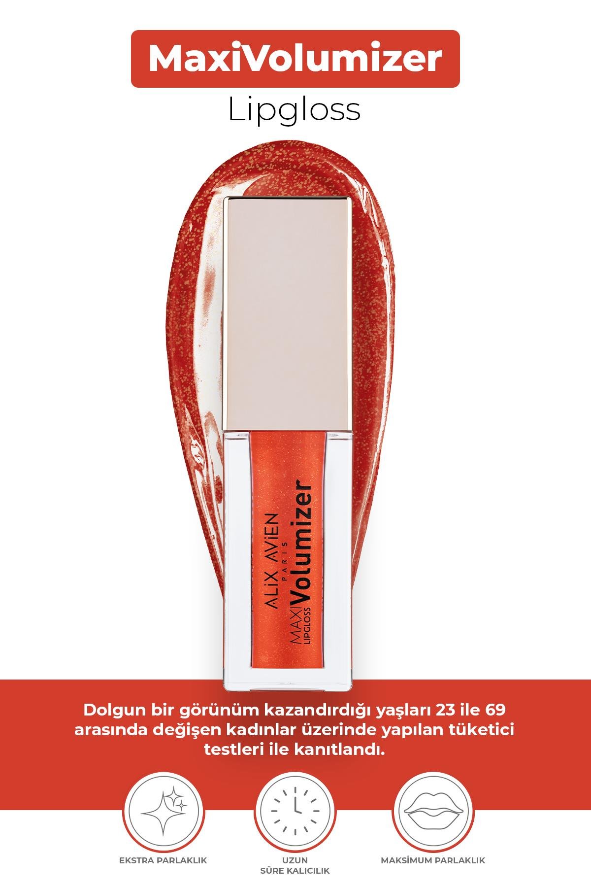 Maxivolumizer Lipgloss 218 - Red Hot Luster - Kalıcı ve Nemlendirici Ruj - Dolgunlaştırıcı Etki