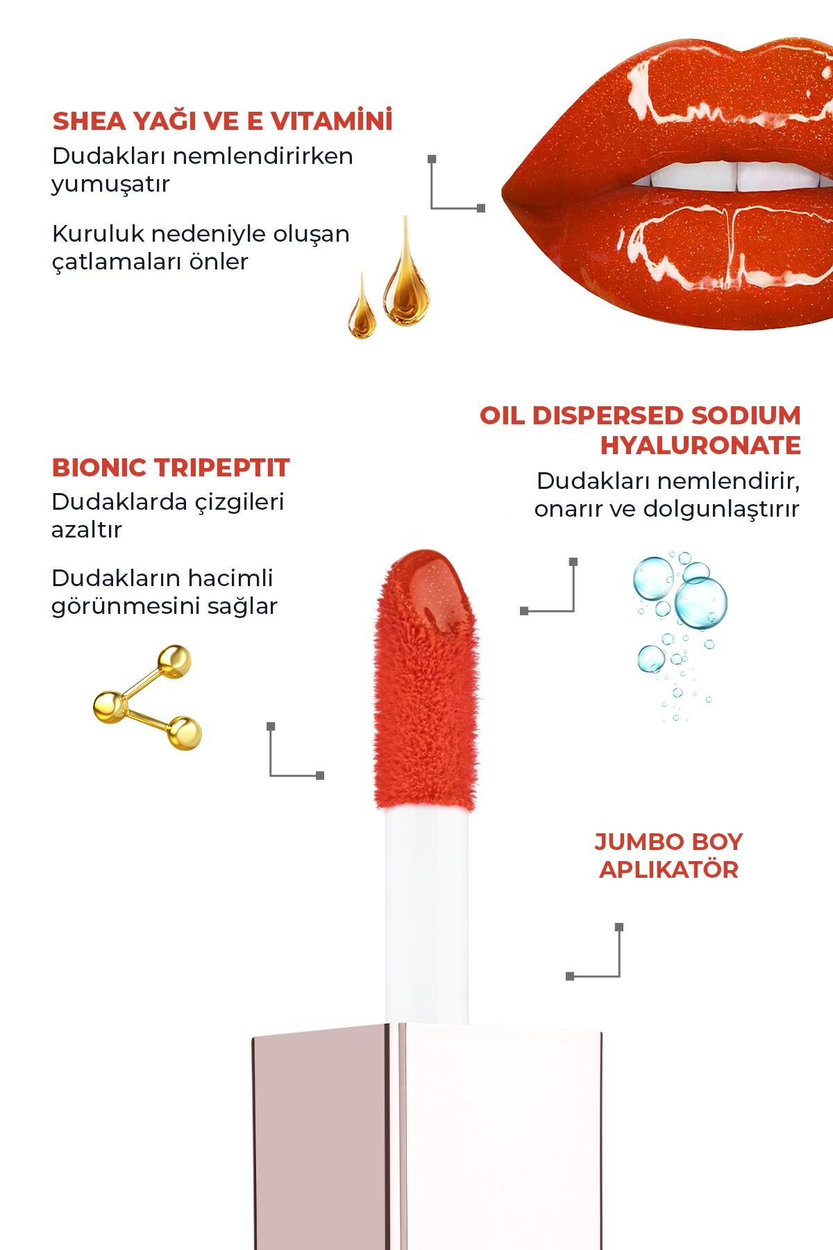 Maxivolumizer Lipgloss 218 - Red Hot Luster - Kalıcı ve Nemlendirici Ruj - Dolgunlaştırıcı Etki