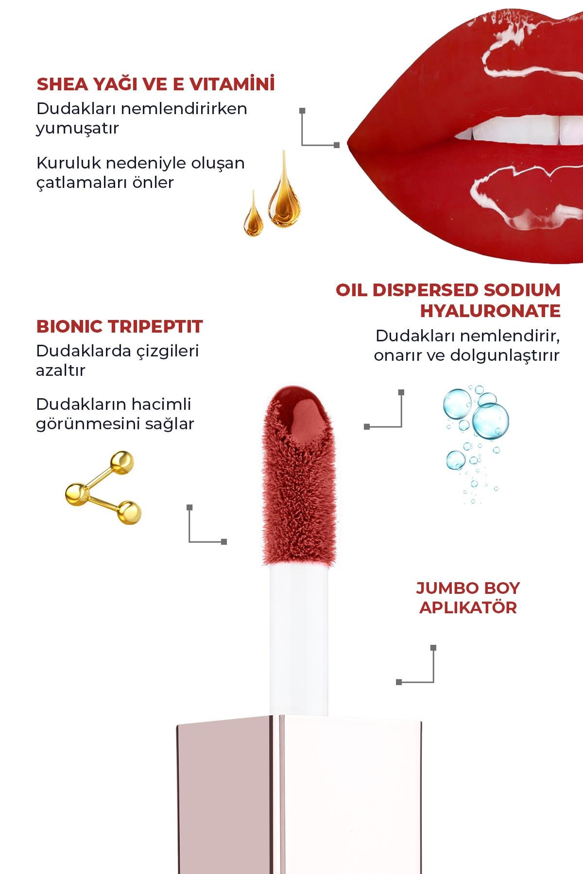Maxivolumizer Lipgloss 220 - Luscious Cherry - Kalıcı ve Nemlendirici Ruj - Dolgunlaştırıcı Etki