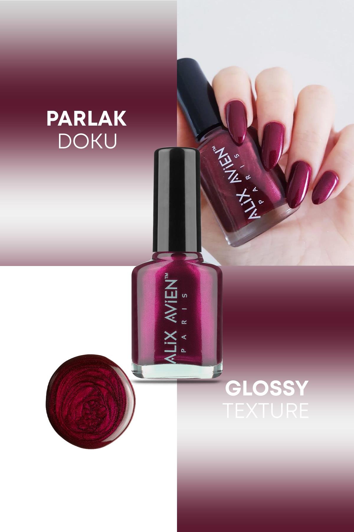 Sedefli Bordo Oje 33 - Yüksek Pigmentli Uzun Süreli Kalıcılık Hızlı Kuruma - Nail Lacquer 33