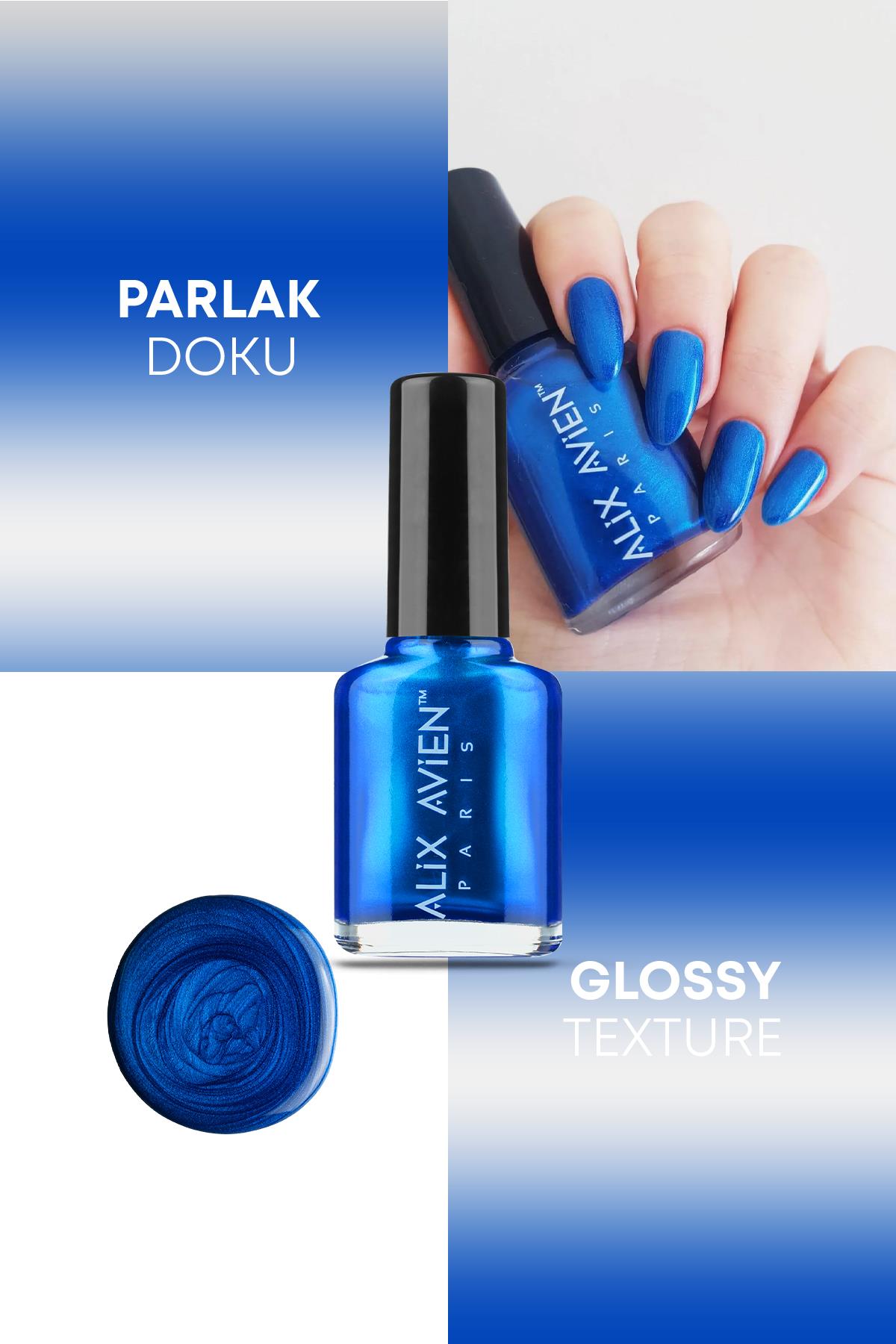 Sedefli Saks Mavi Oje 34 - Yüksek Pigmentli Uzun Süreli Kalıcılık Hızlı Kuruma - Nail Lacquer 34