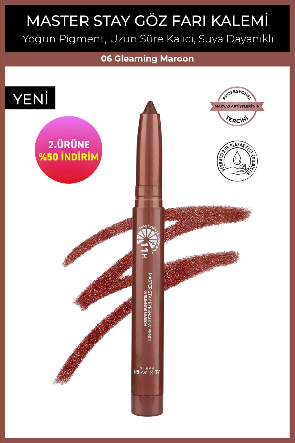 Suya Dayanıklı 11 Saat Kalıcı Yoğun Pigmentli Kremsi Göz Kalem Farı - Master Stay 06 Gleaming Maroon