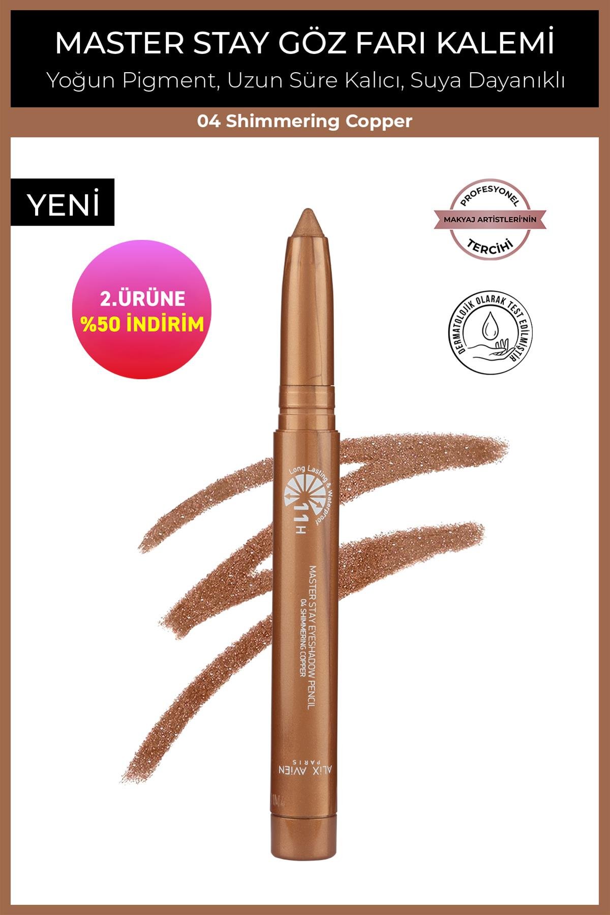 Suya Dayanıklı 11 Saat Kalıcı Yoğun Pigmentli Kremsi Göz Kalem Farı-Master Stay 04 Shimmering Copper