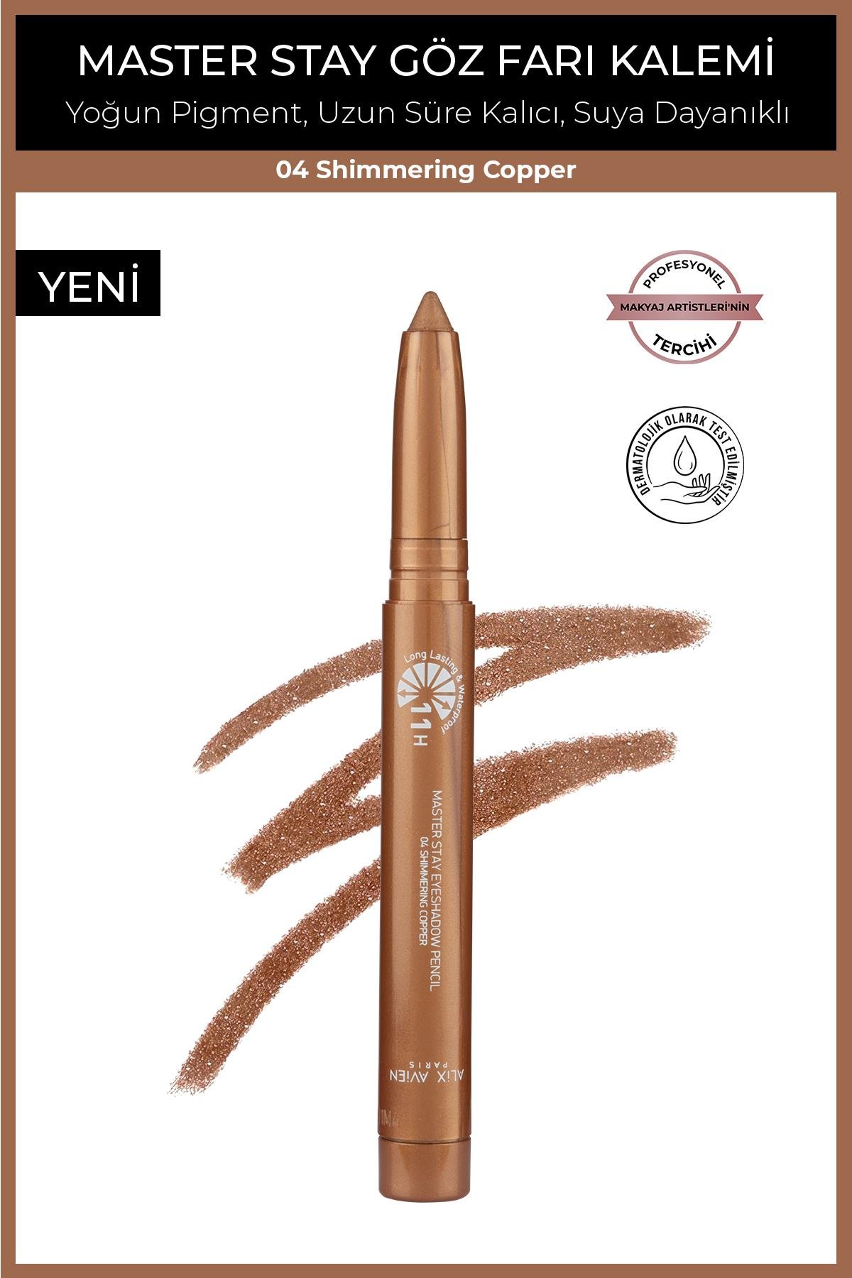 Suya Dayanıklı 24 Saat Kalıcı Yoğun Pigmentli Kremsi Göz Kalem Farı-Master Stay 04 Shimmering Copper