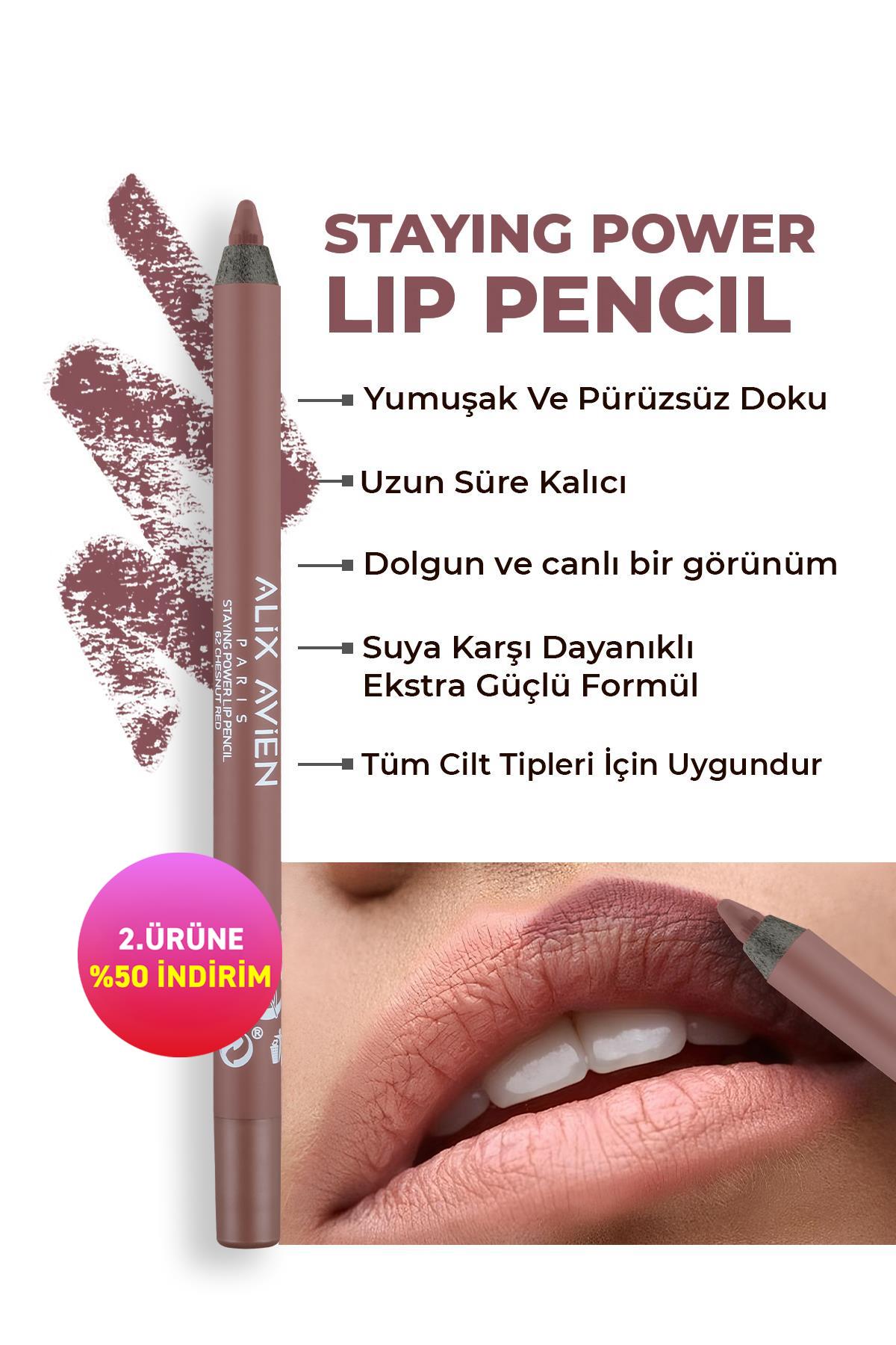 Suya Dayanıklı Uzun Süre Kalıcı Yumuşak Dudak Kalemi - Staying Power Lip Pencil 62 Chesnut Red