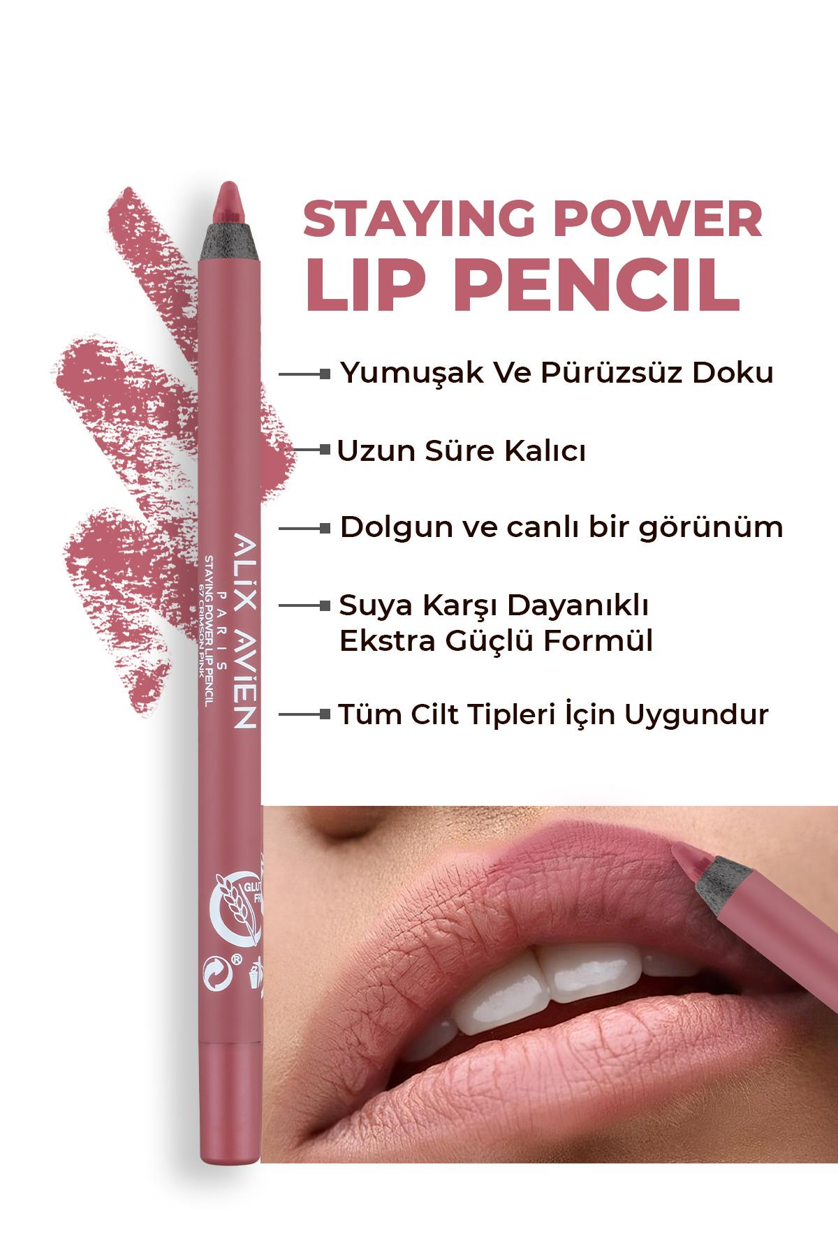 Suya Dayanıklı Uzun Süre Kalıcı Yumuşak Dudak Kalemi - Staying Power Lip Pencil 67 Crimson Pink