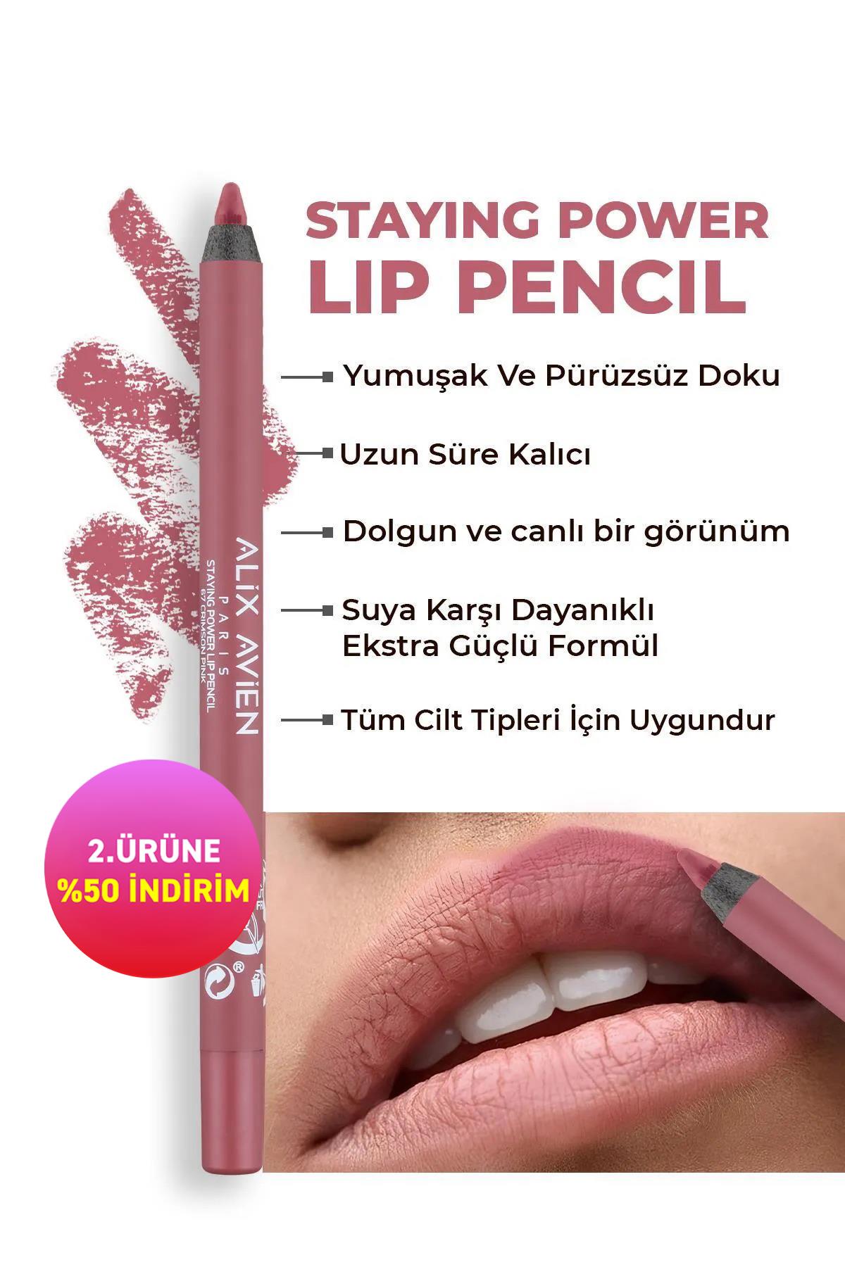 Suya Dayanıklı Uzun Süre Kalıcı Yumuşak Dudak Kalemi - Staying Power Lip Pencil 67 Crimson Pink