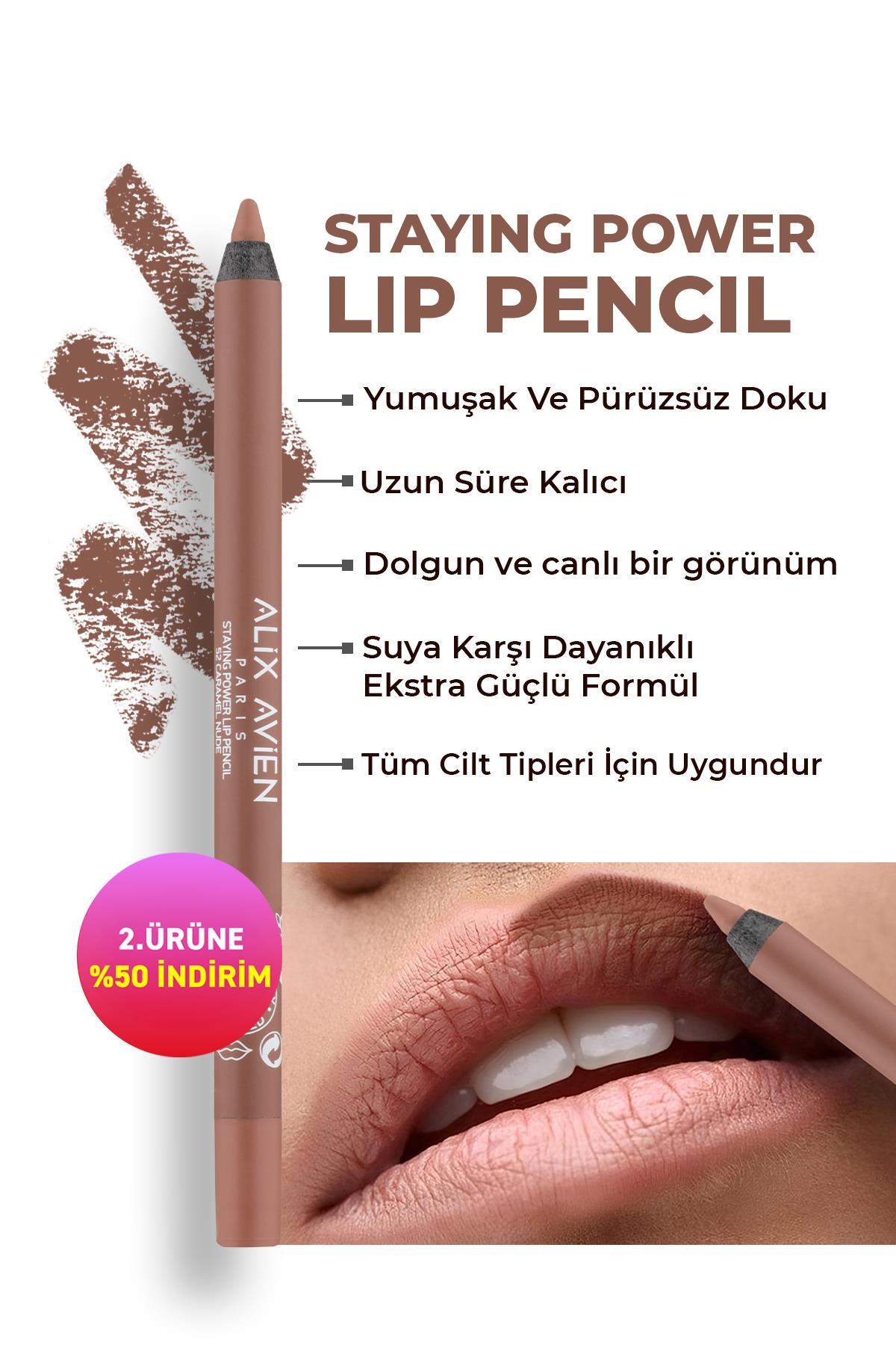 Suya Dayanıklı Uzun Süre Kalıcı Yumuşak Dudak Kalemi - Staying Power Lip Pencil 52 Caramel Nude