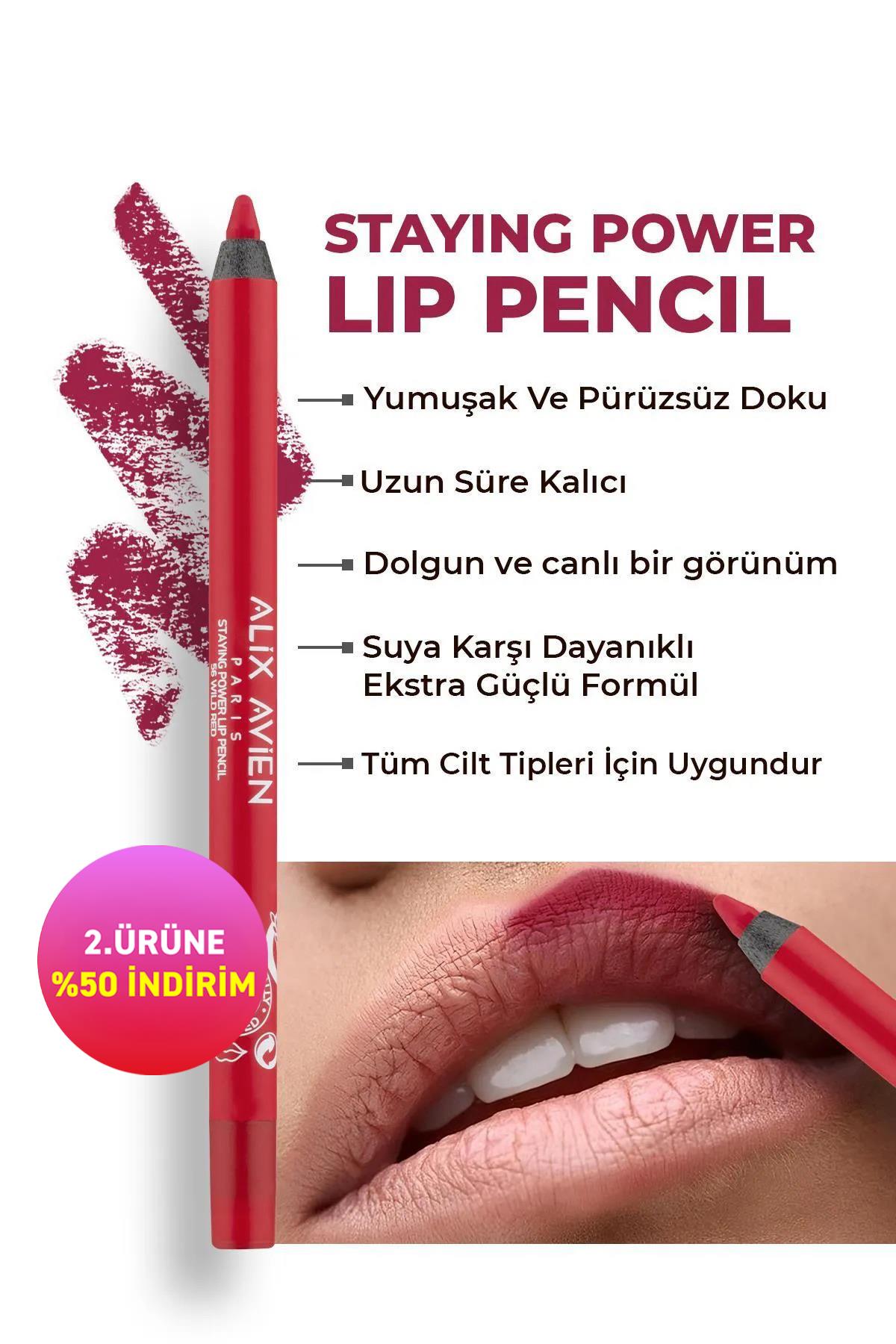 Suya Dayanıklı Uzun Süre Kalıcı Yumuşak Dudak Kalemi - Staying Power Lip Pencil 56 Wild Red