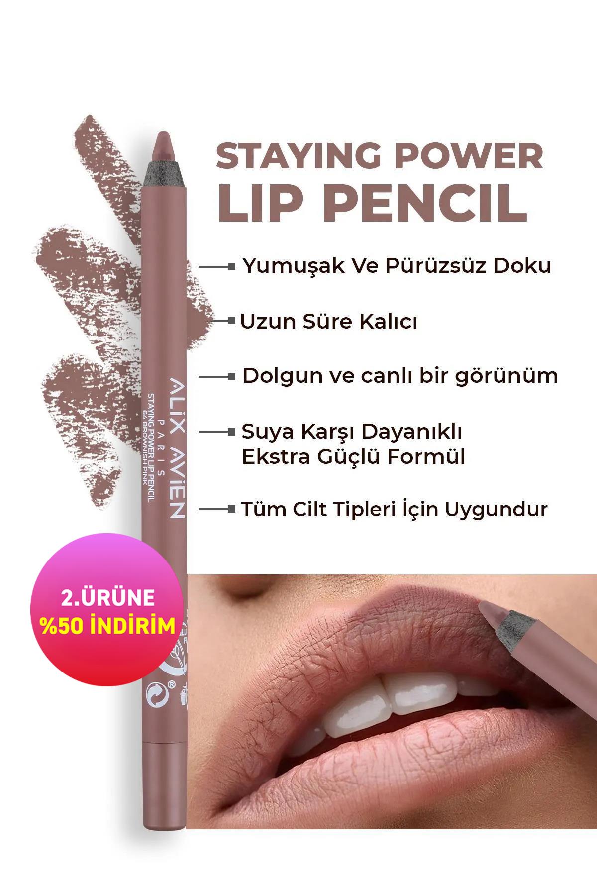 Suya Dayanıklı Uzun Süre Kalıcı Yumuşak Dudak Kalemi - Staying Power Lip Pencil 64 Brownish Pink