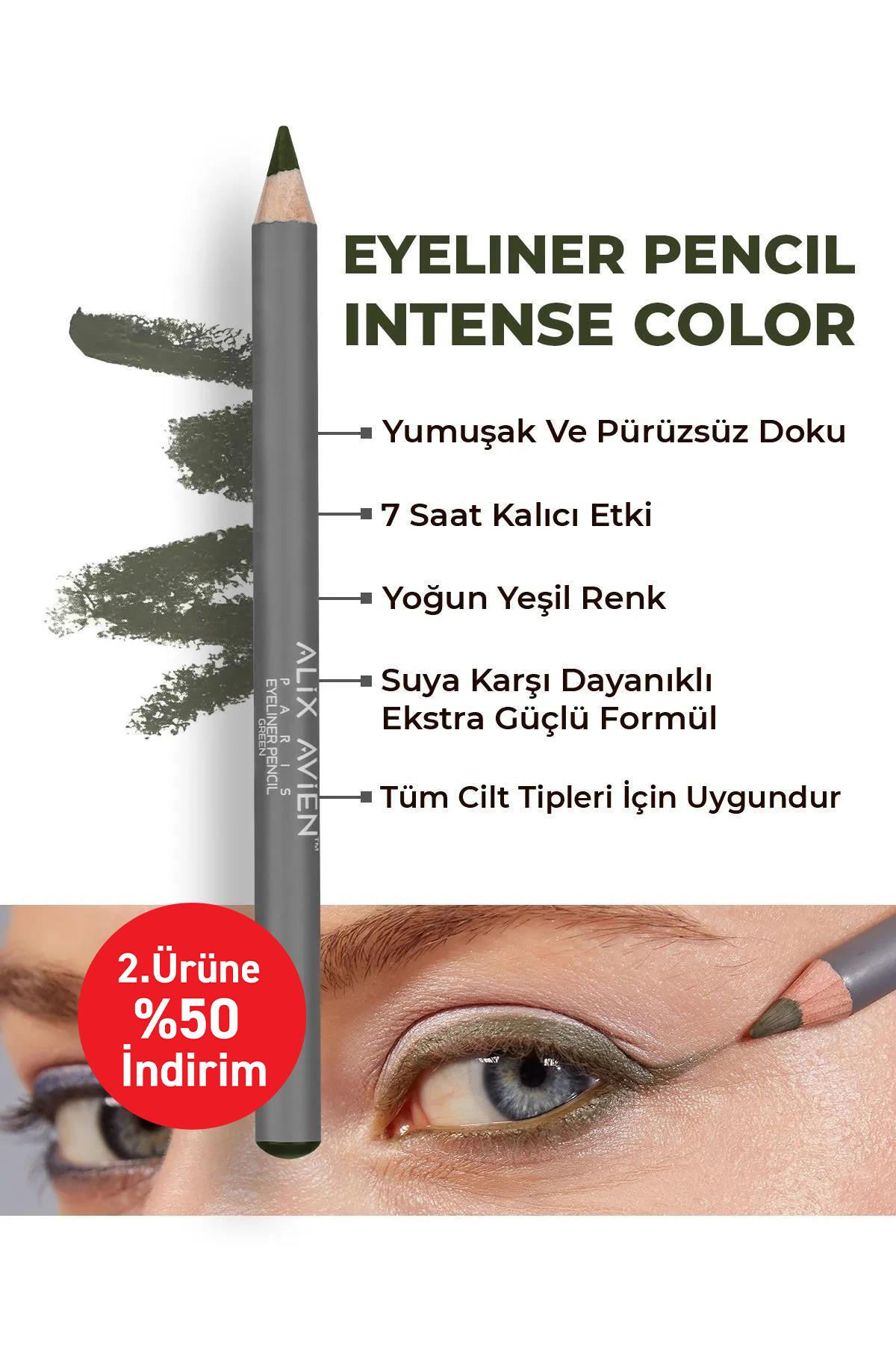 Suya Dayanıklı Yoğun Pigmentli Kremsi Kolay Sürüm Yeşil Göz Kalemi - Eyeliner Pencil Green