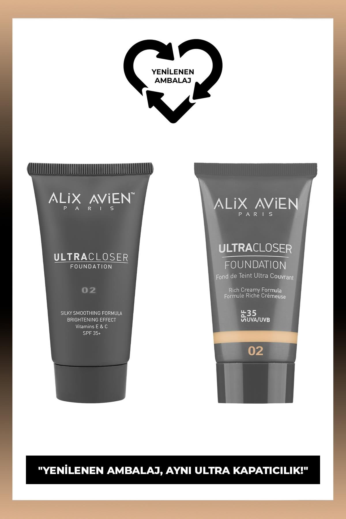 Ultra Kapatıcı Nemlendirici SPF35+ Faktör ve E & C Vitaminli Fondöten - Ultracloser Foundation 02