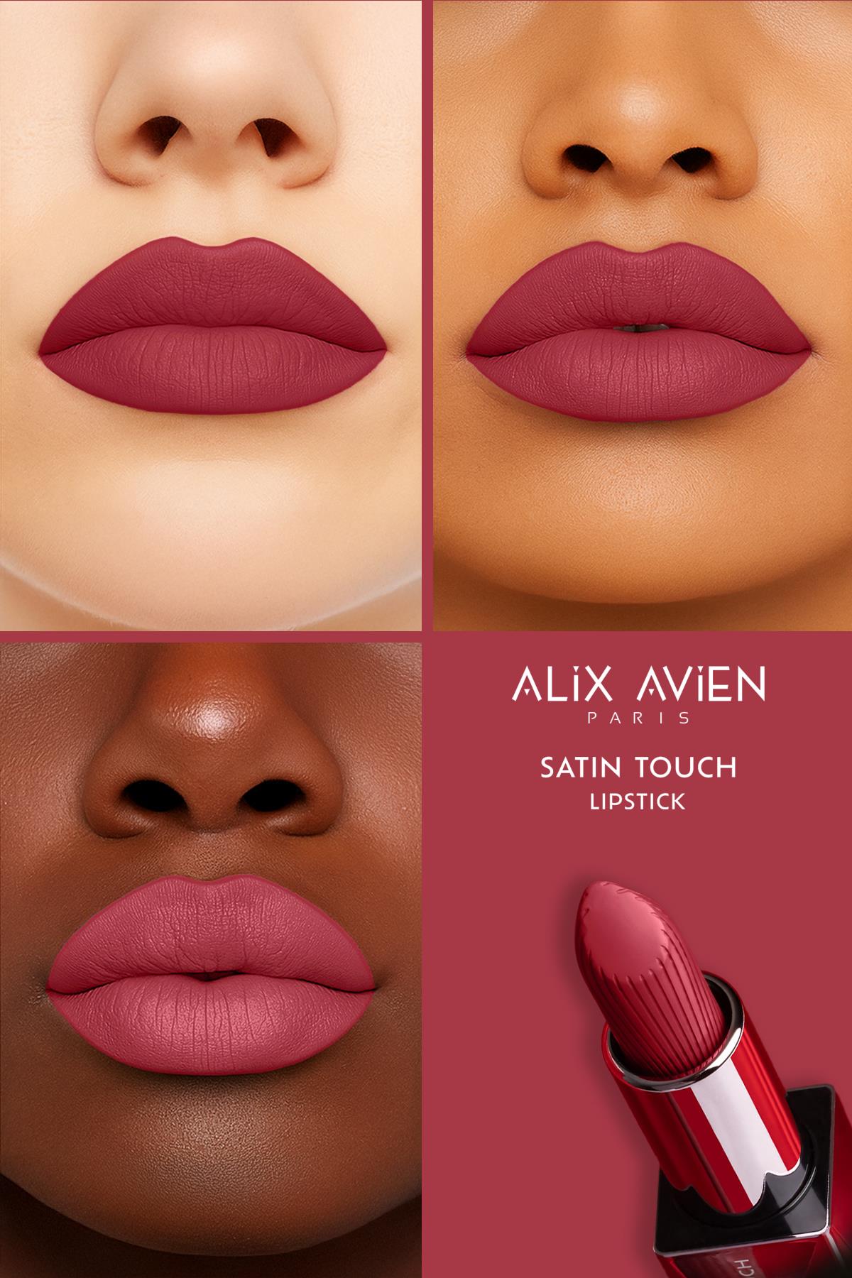 Uzun Süre Kalıcı Nemlendirici Pürüzsüz Etkili Yarı Mat Ruj -Satin Touch Lipstick 823 Bright Burgundy