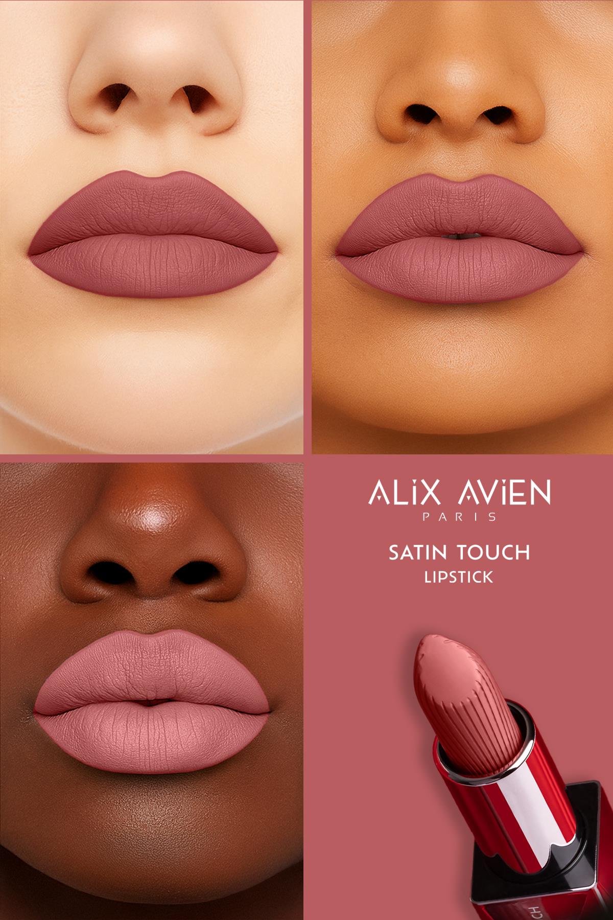 Uzun Süre Kalıcı Nemlendirici Pürüzsüz Etkili Yarı Mat Ruj - Satin Touch Lipstick 808 Rusty Rose