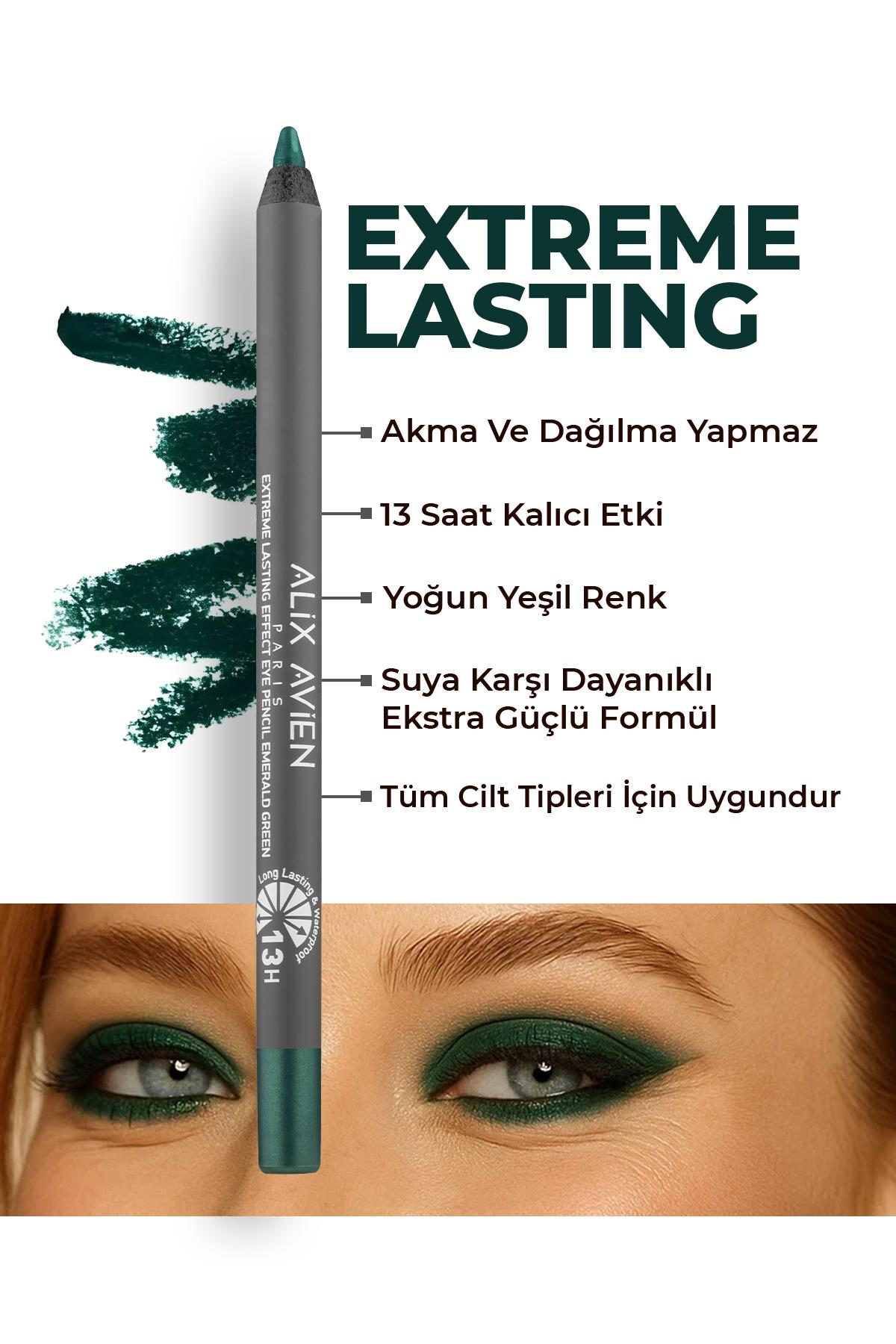 Uzun Süre Kalıcı Suya Dayanıklı Akma, Dağılma Yapmayan Yeşil Göz Kalemi - Extreme Emerald Green