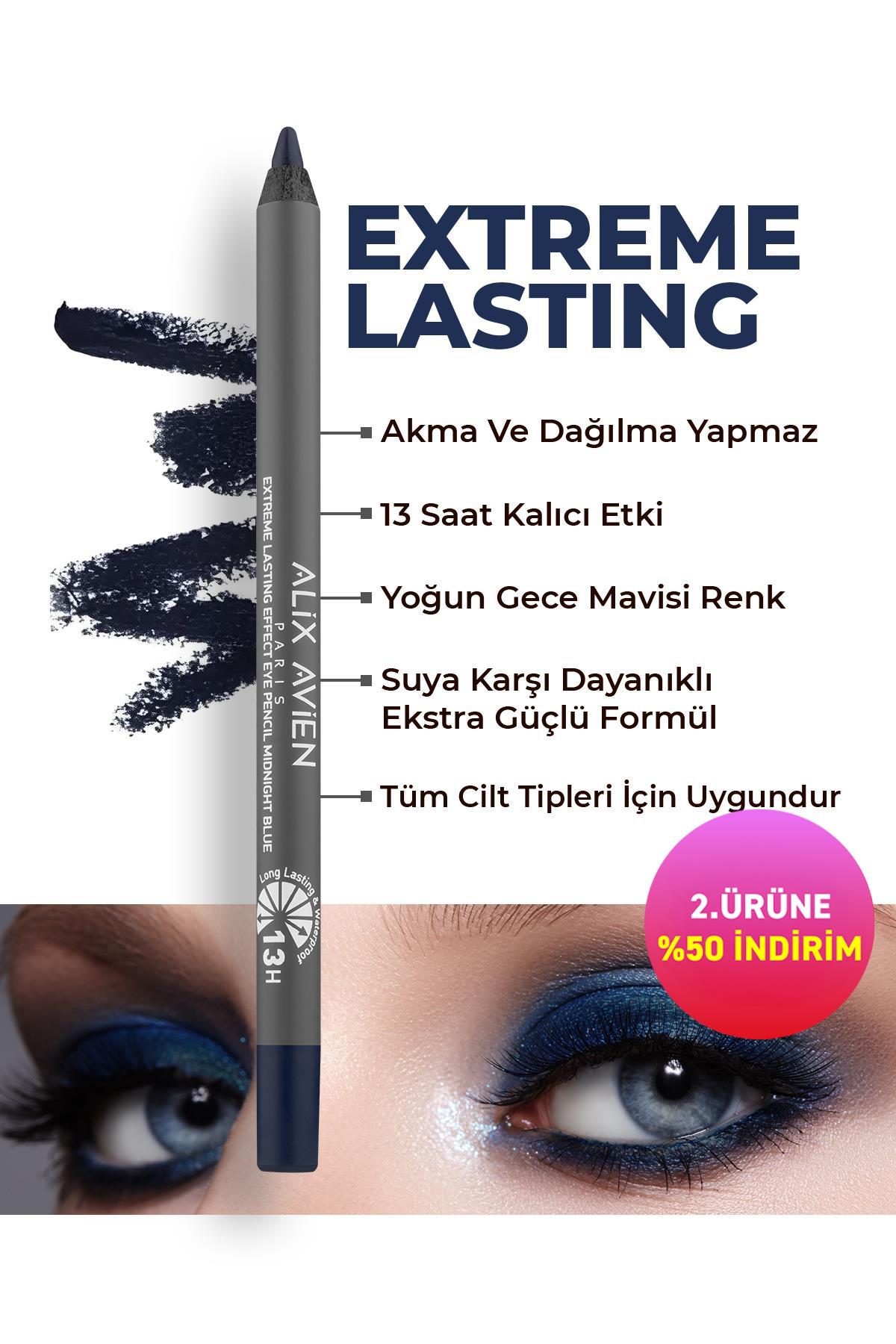 Uzun Süre Kalıcı Suya Dayanıklı Akma, Dağılma Yapmayan Lacivert Göz Kalemi - Extreme Midnight Blue