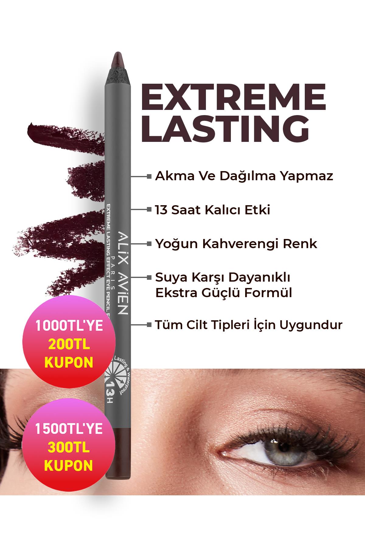 Uzun Süre Kalıcı Suya Dayanıklı Akma, Dağılma Yapmayan Kahverengi Göz Kalemi - Extreme Eggplant