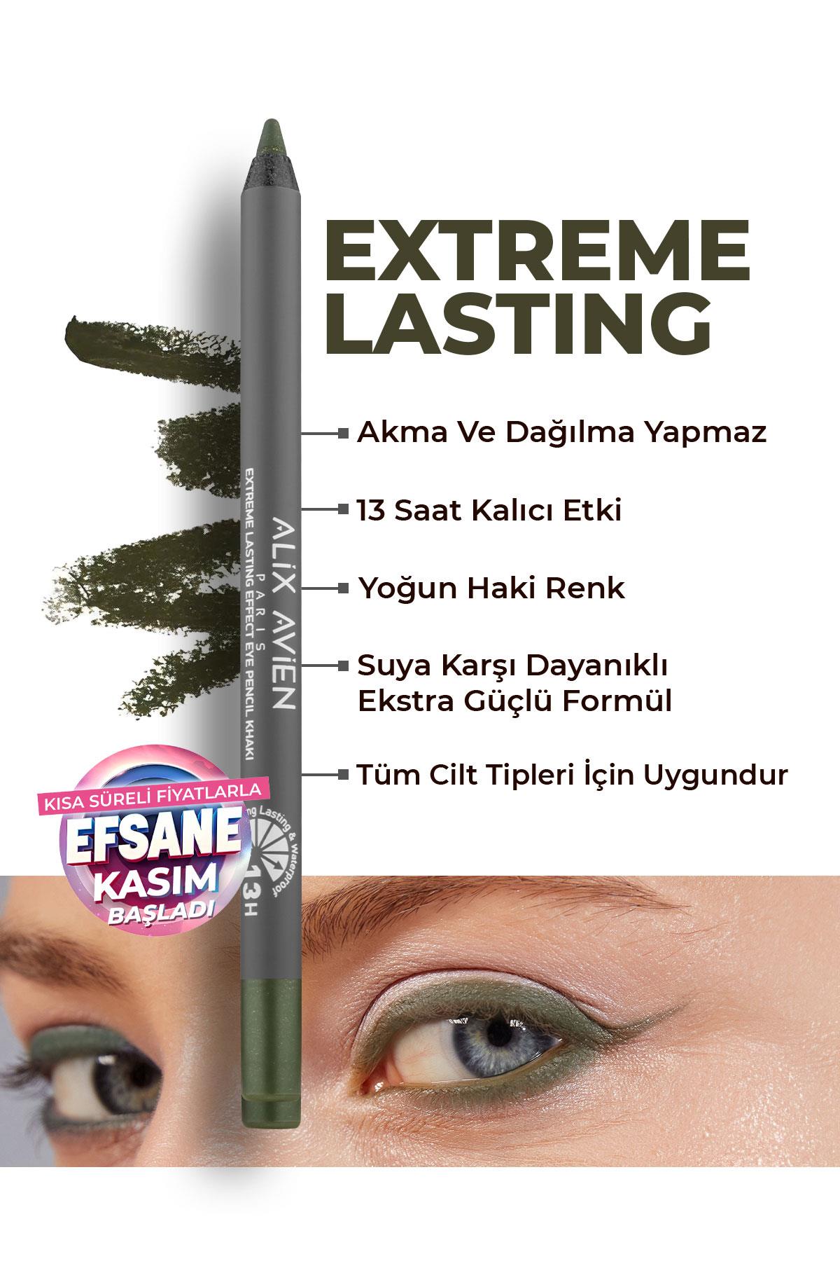 Uzun Süre Kalıcı Suya Dayanıklı Akma, Dağılma Yapmayan Yeşil Göz Kalemi - Extreme Khaki