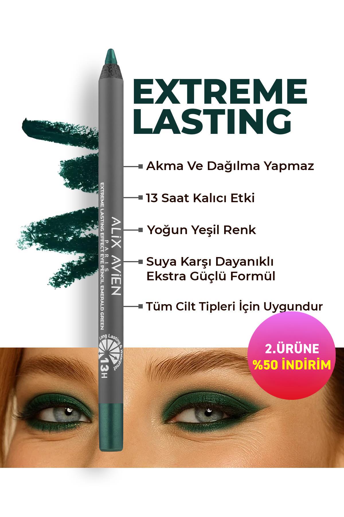 Uzun Süre Kalıcı Suya Dayanıklı Akma, Dağılma Yapmayan Yeşil Göz Kalemi - Extreme Emerald Green