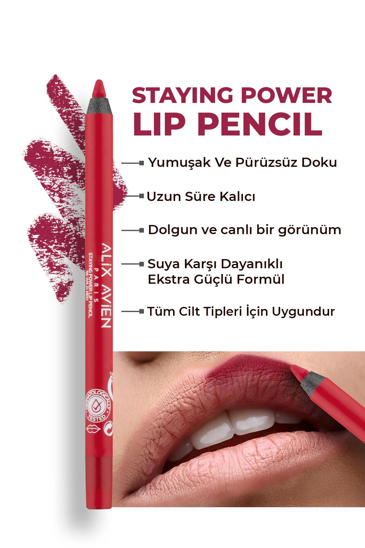 Uzun Süre Kalıcı Suya Dayanıklı Dudak Kalemi - Staying Power Lip Pencil 56 Wild Red