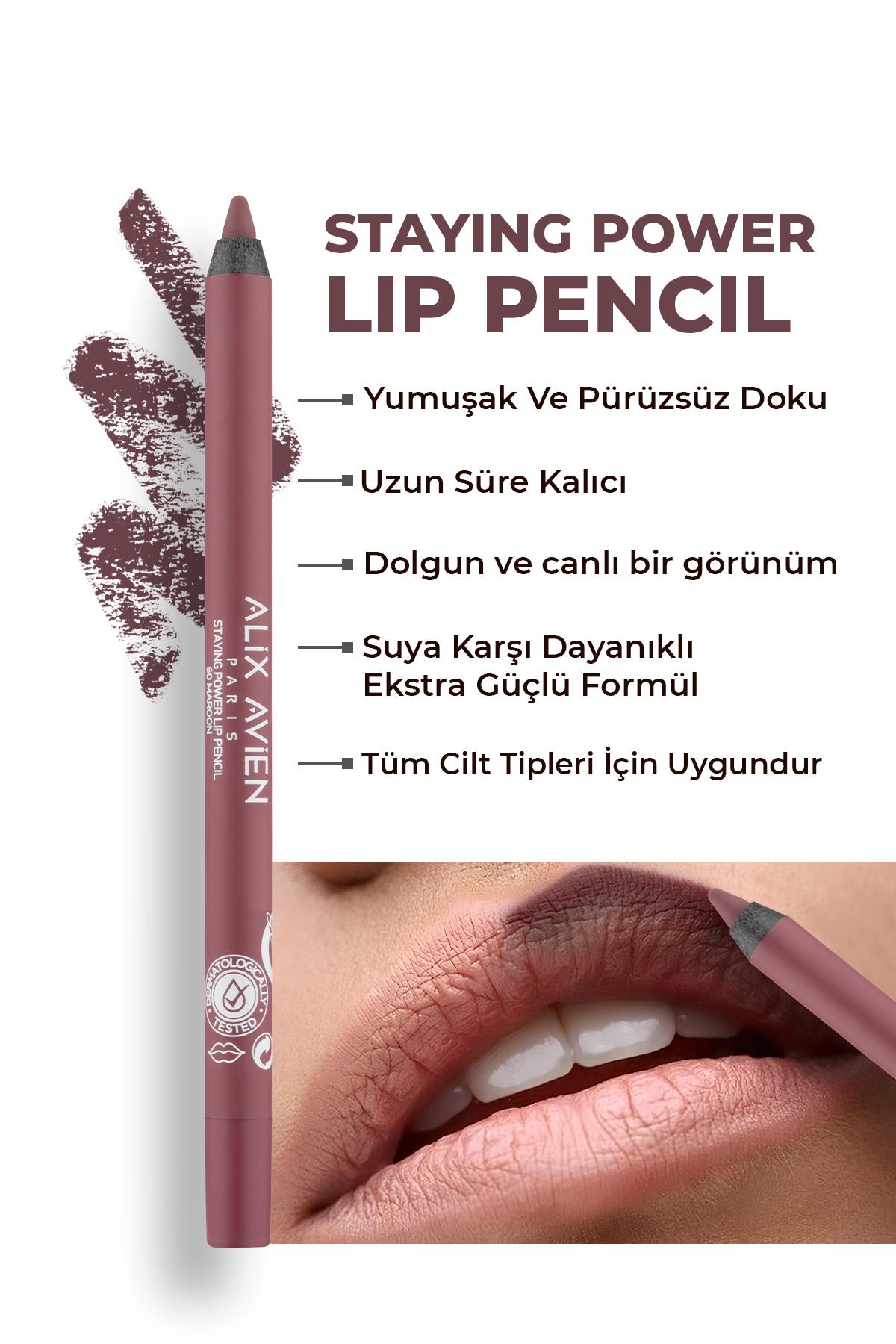 Uzun Süre Kalıcı Suya Dayanıklı Dudak Kalemi - Staying Power Lip Pencil 60 Maroon
