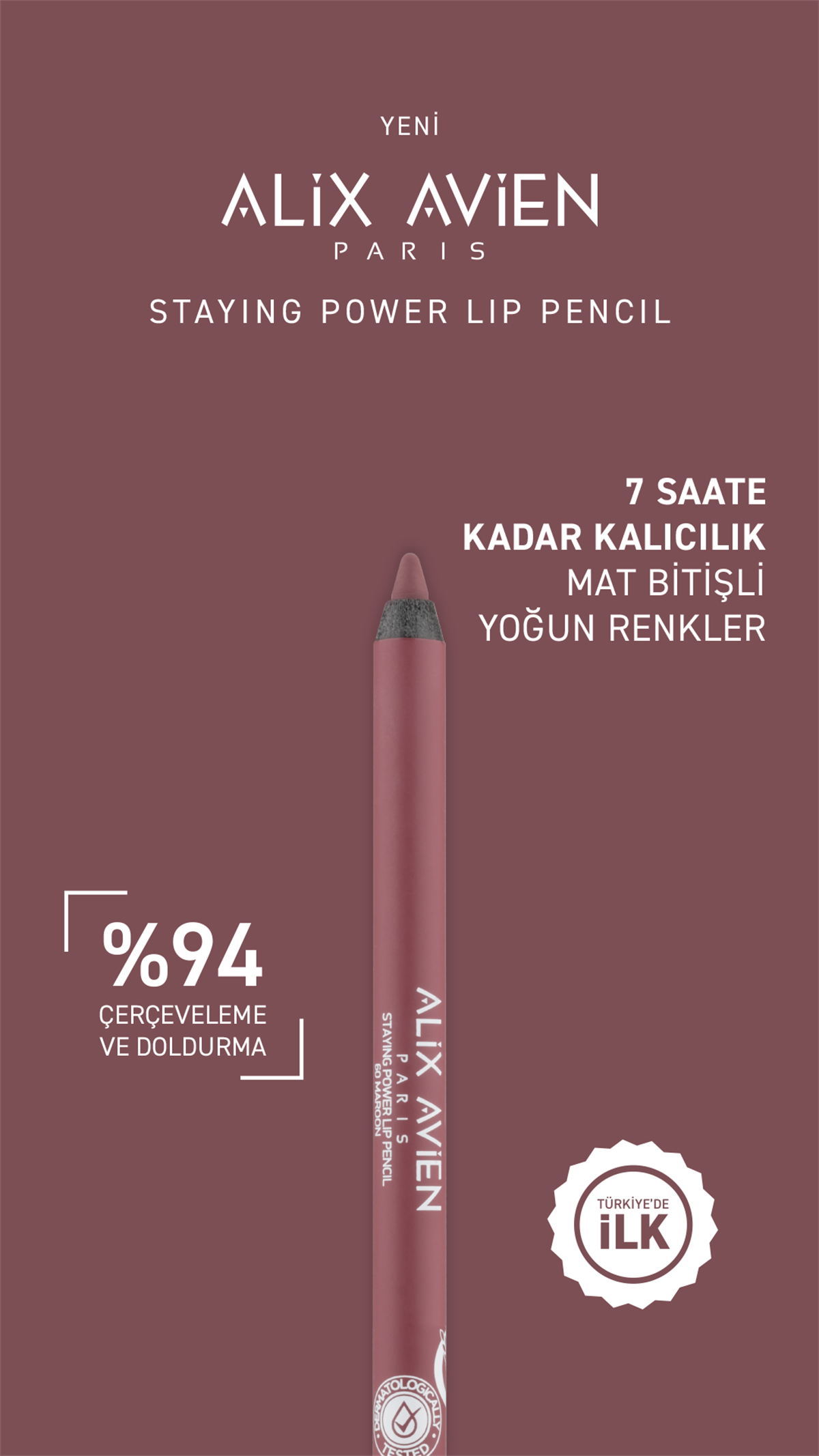 Uzun Süre Kalıcılığa Sahip Suya Dayanıklı Dudak Kalemi – Staying Power Lip Pencil 60 Maroon