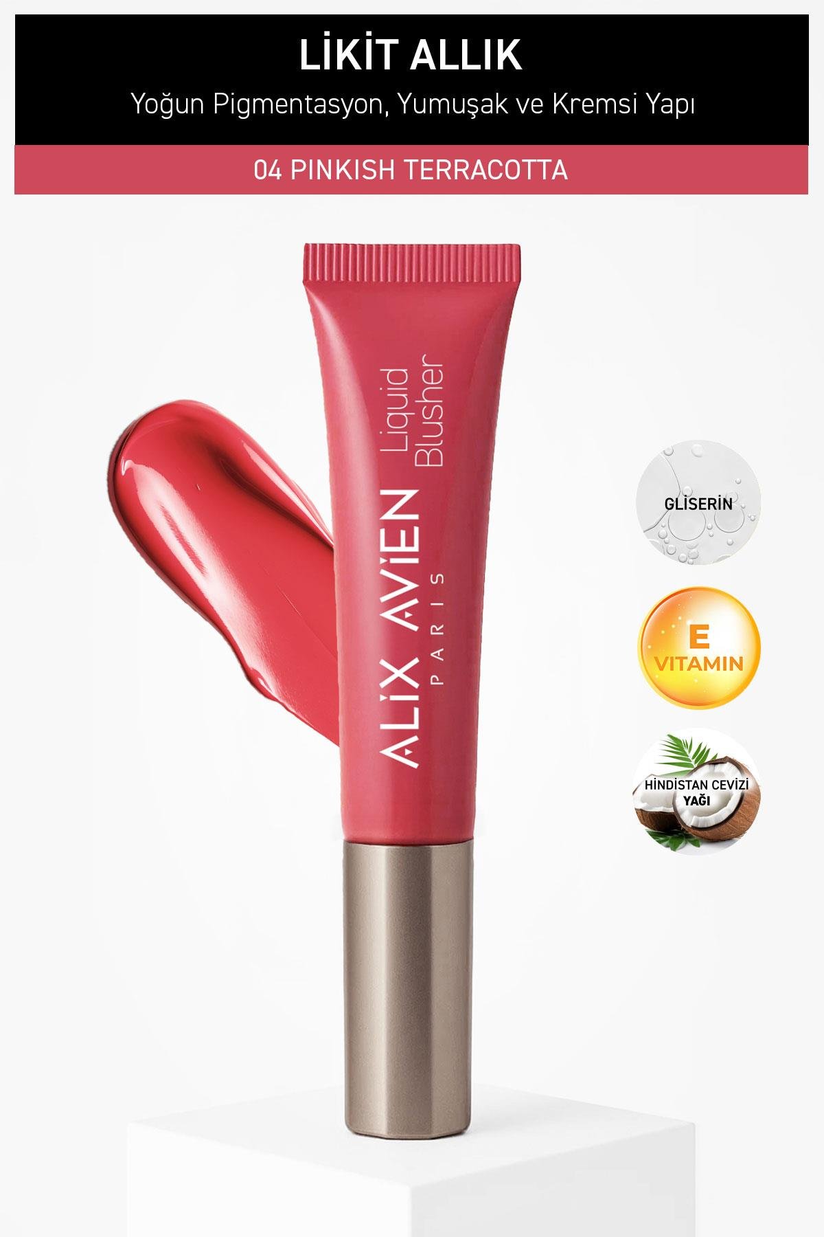 Yoğun Pigmentli E Vitaminli Mat Bitişli Kremsi Likit Allık - Liquid Blusher 04 Pinkish Terracotta
